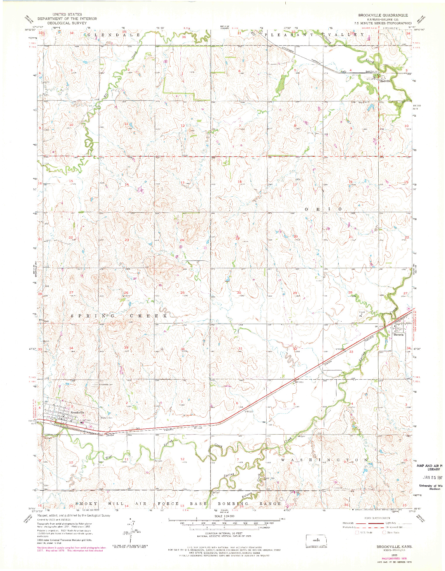 USGS 1:24000-SCALE QUADRANGLE FOR BROOKVILLE, KS 1955