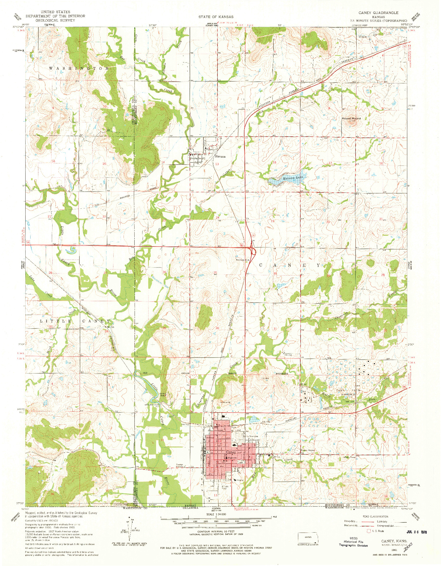 USGS 1:24000-SCALE QUADRANGLE FOR CANEY, KS 1961