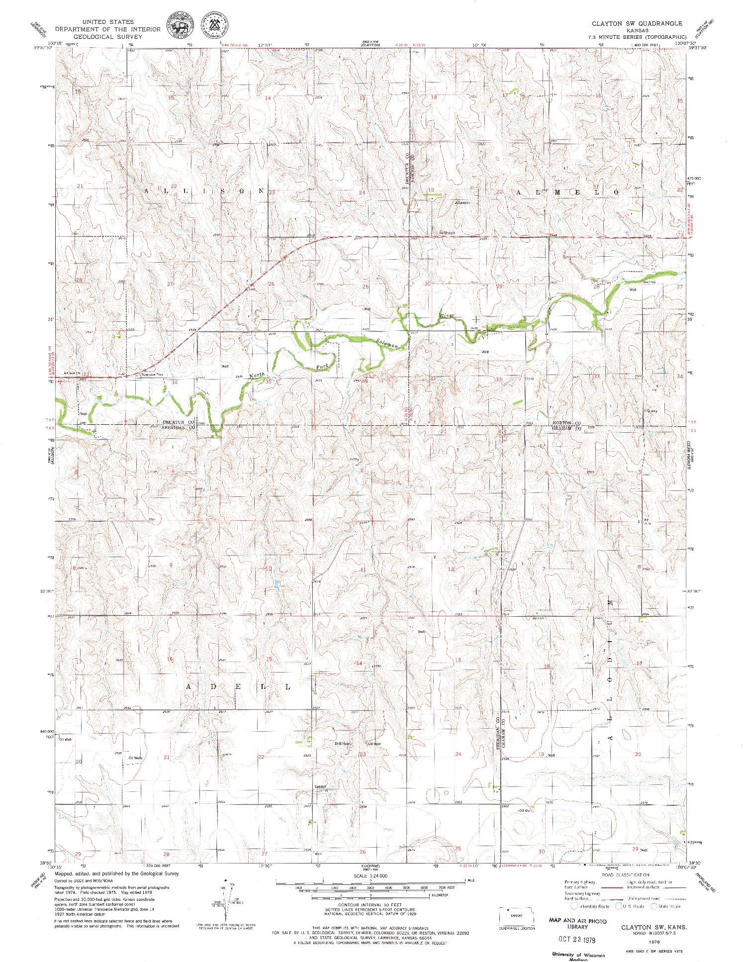 USGS 1:24000-SCALE QUADRANGLE FOR CLAYTON SW, KS 1978