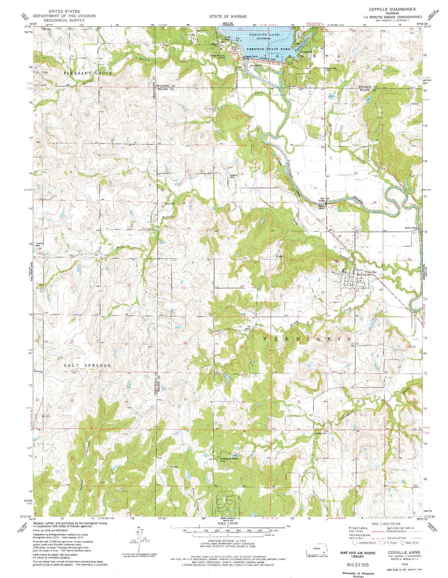 USGS 1:24000-SCALE QUADRANGLE FOR COYVILLE, KS 1975