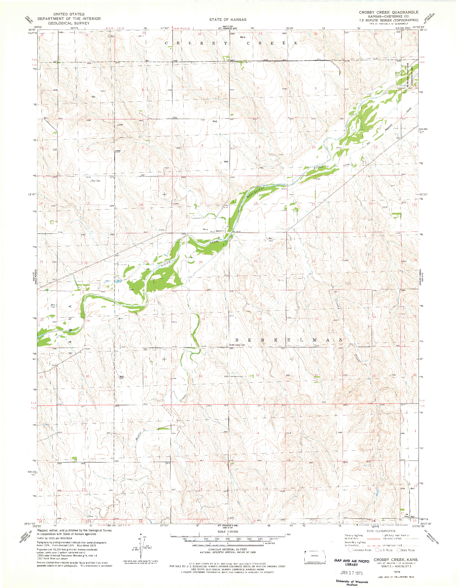 USGS 1:24000-SCALE QUADRANGLE FOR CROSBY CREEK, KS 1978