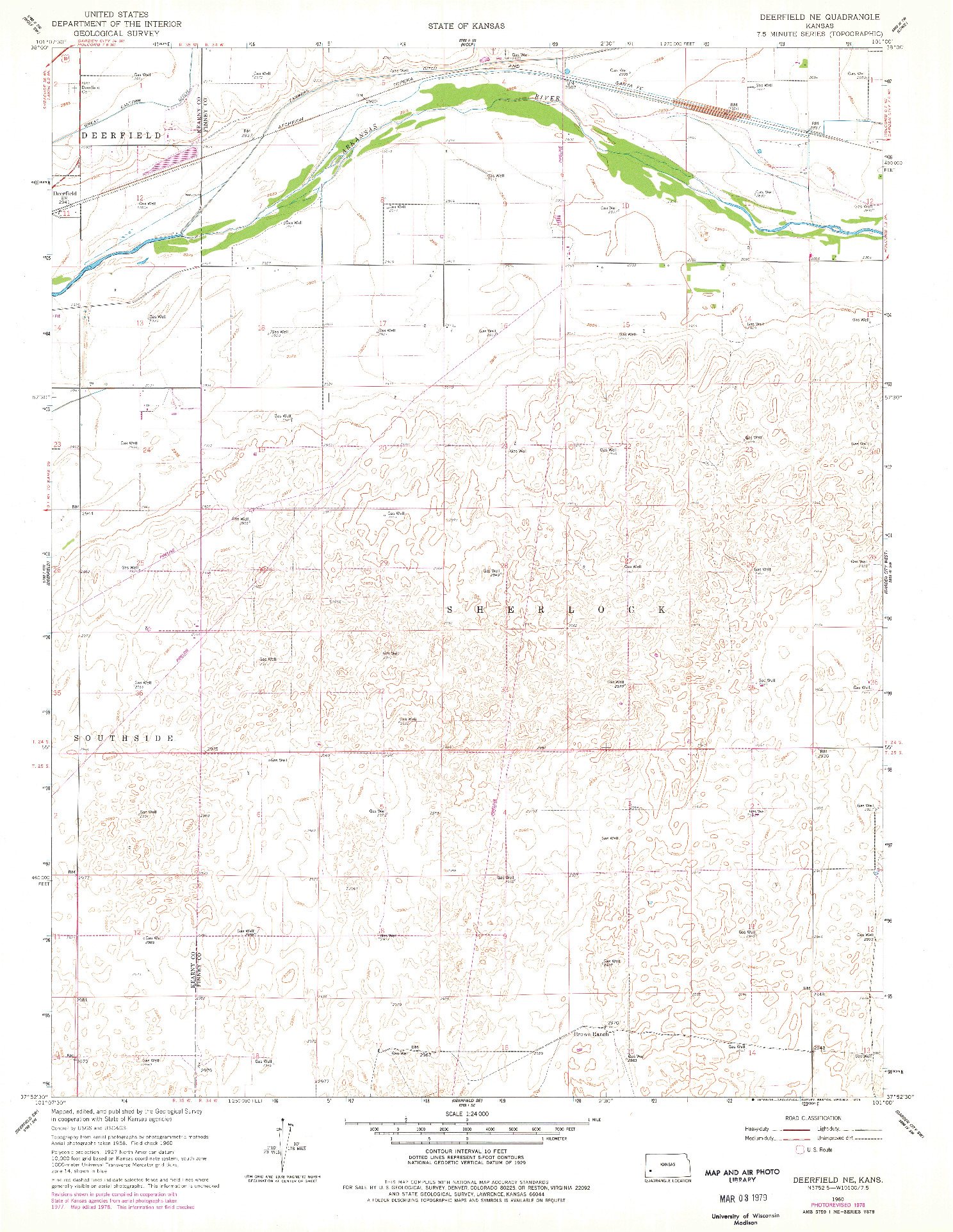 USGS 1:24000-SCALE QUADRANGLE FOR DEERFIELD NE, KS 1960