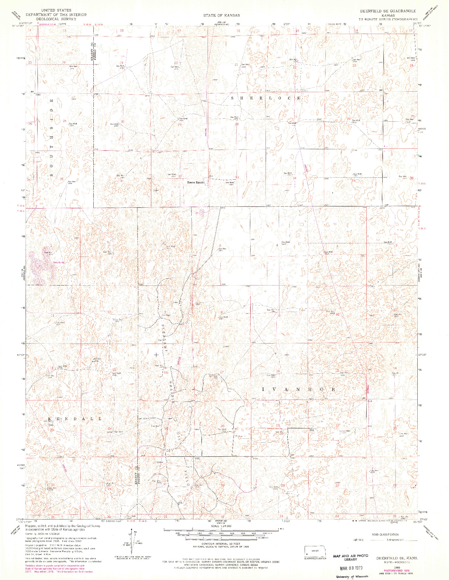 USGS 1:24000-SCALE QUADRANGLE FOR DEERFIELD SE, KS 1960