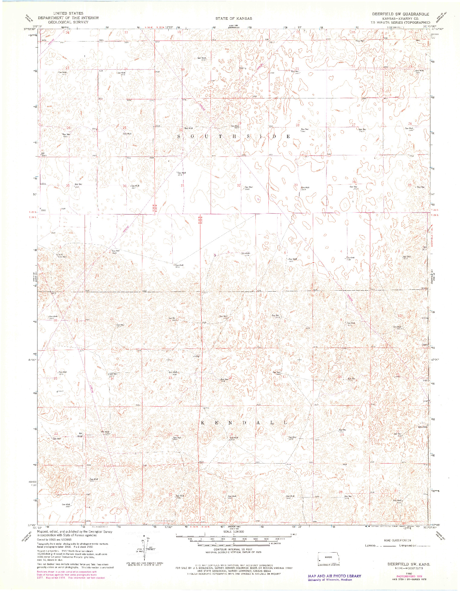 USGS 1:24000-SCALE QUADRANGLE FOR DEERFIELD SW, KS 1960