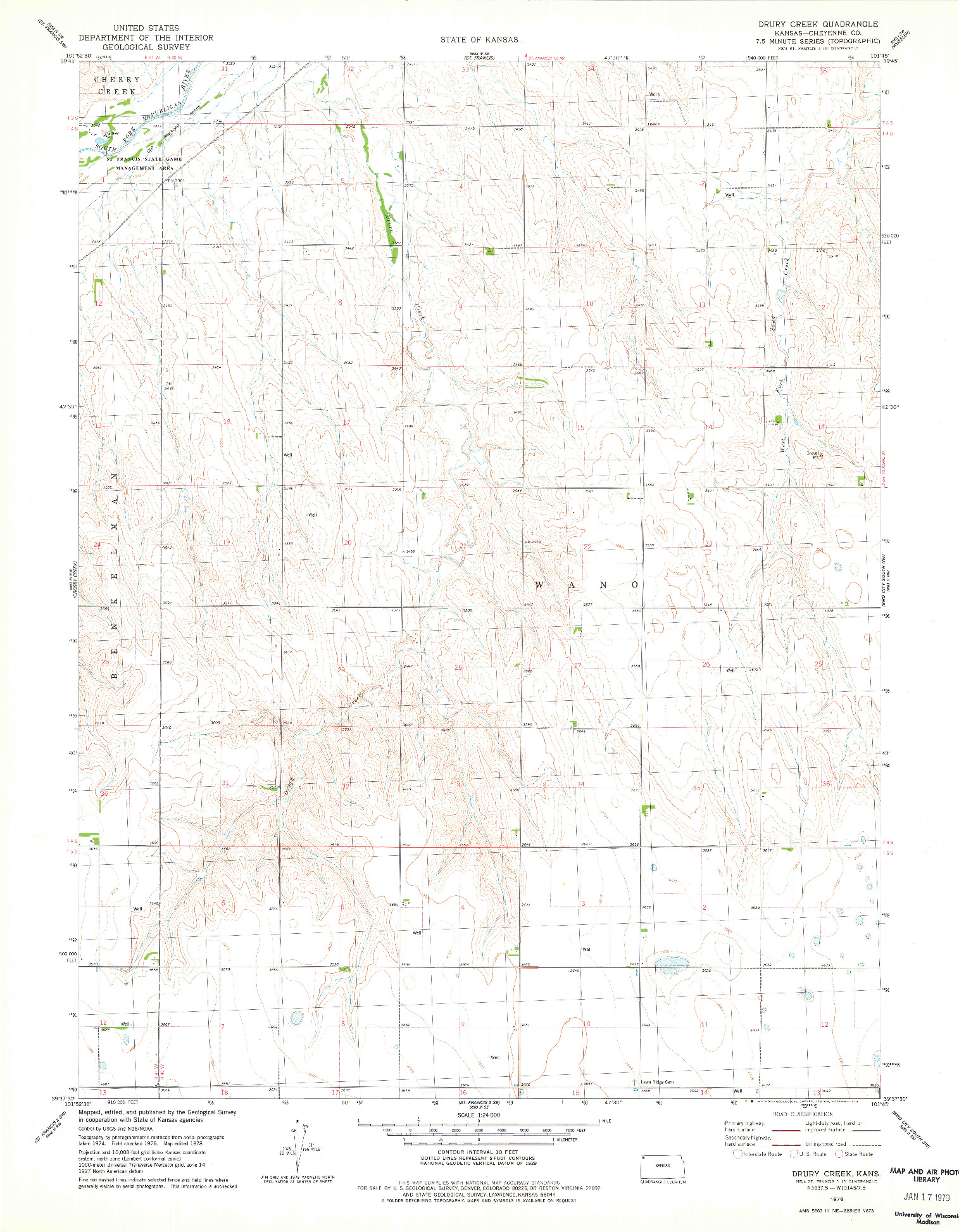 USGS 1:24000-SCALE QUADRANGLE FOR DRURY CREEK, KS 1978
