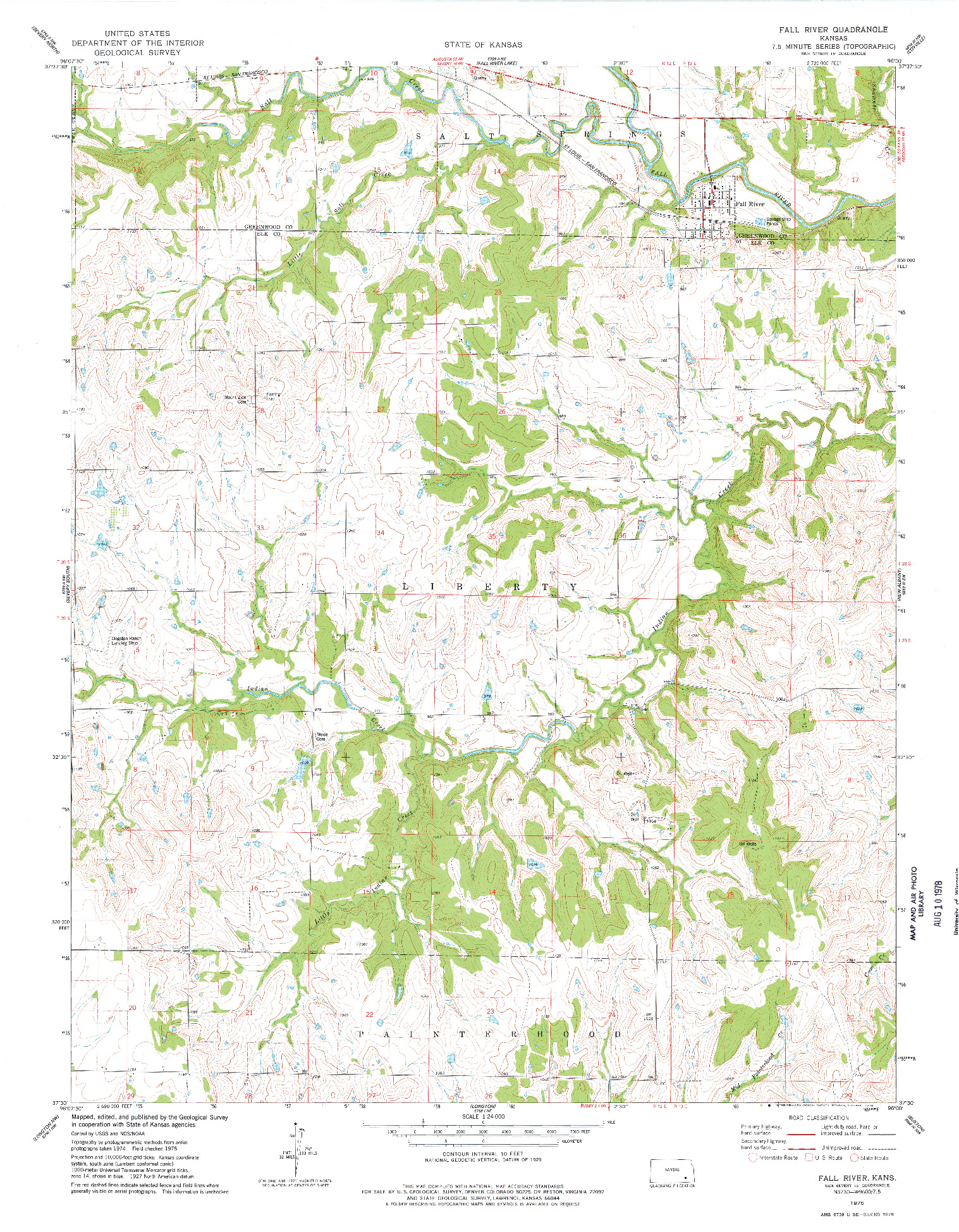 USGS 1:24000-SCALE QUADRANGLE FOR FALL RIVER, KS 1975