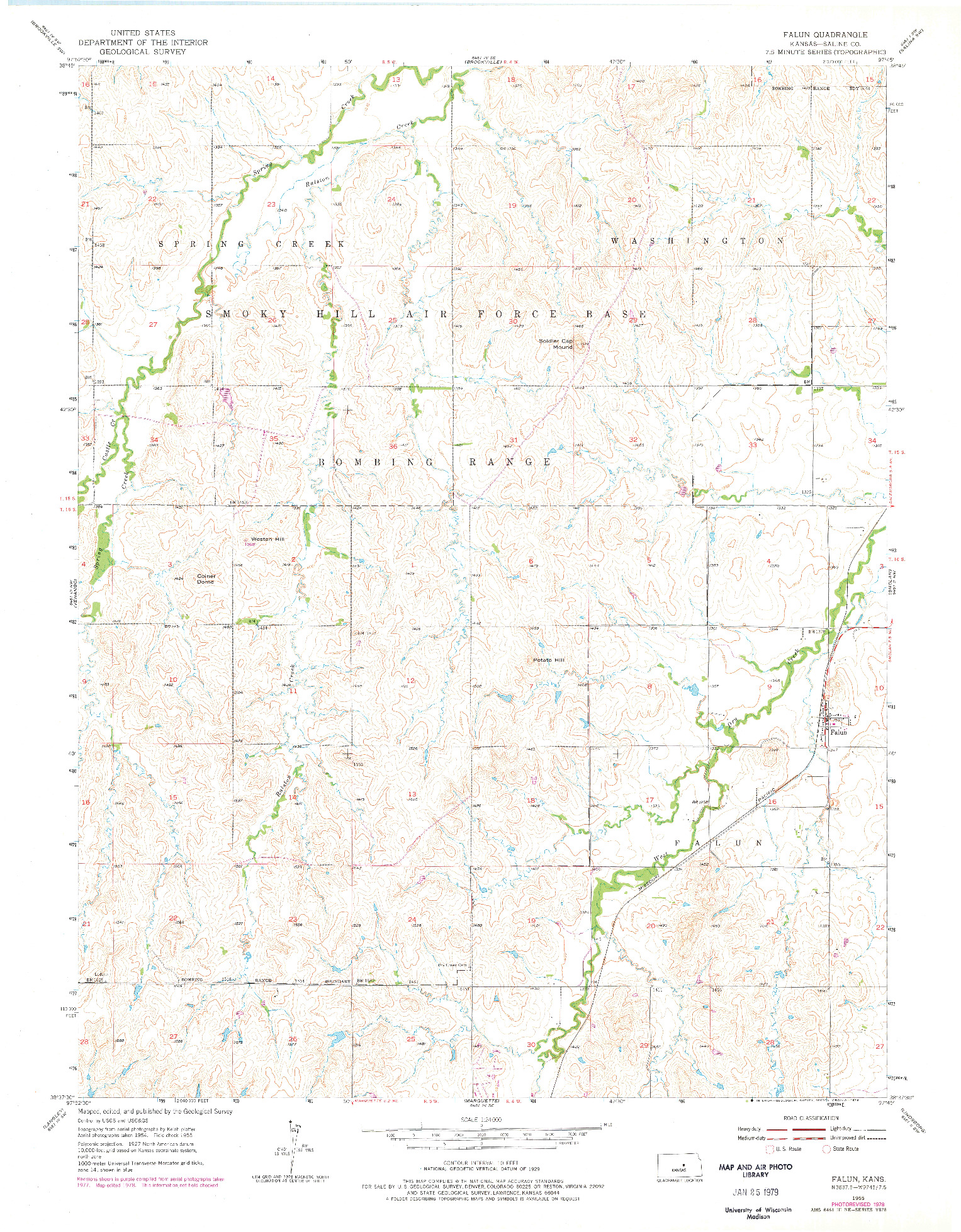 USGS 1:24000-SCALE QUADRANGLE FOR FALUN, KS 1955