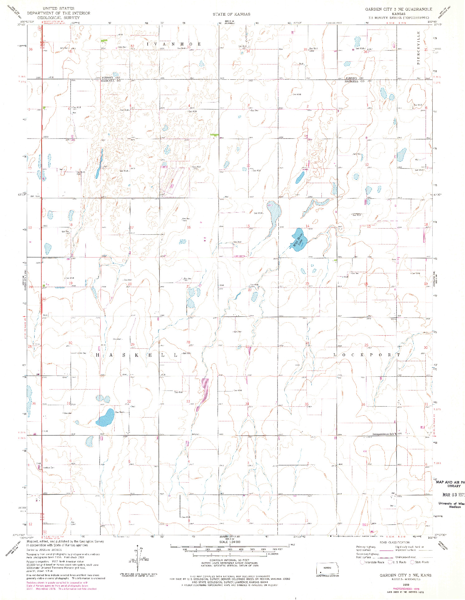 USGS 1:24000-SCALE QUADRANGLE FOR GARDEN CITY 3 NE, KS 1959