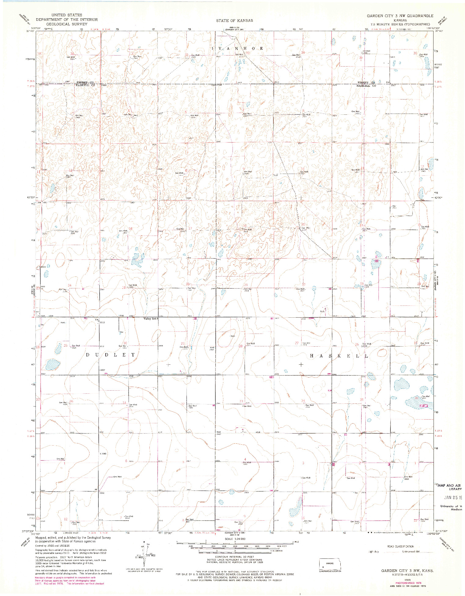 USGS 1:24000-SCALE QUADRANGLE FOR GARDEN CITY 3 NW, KS 1959