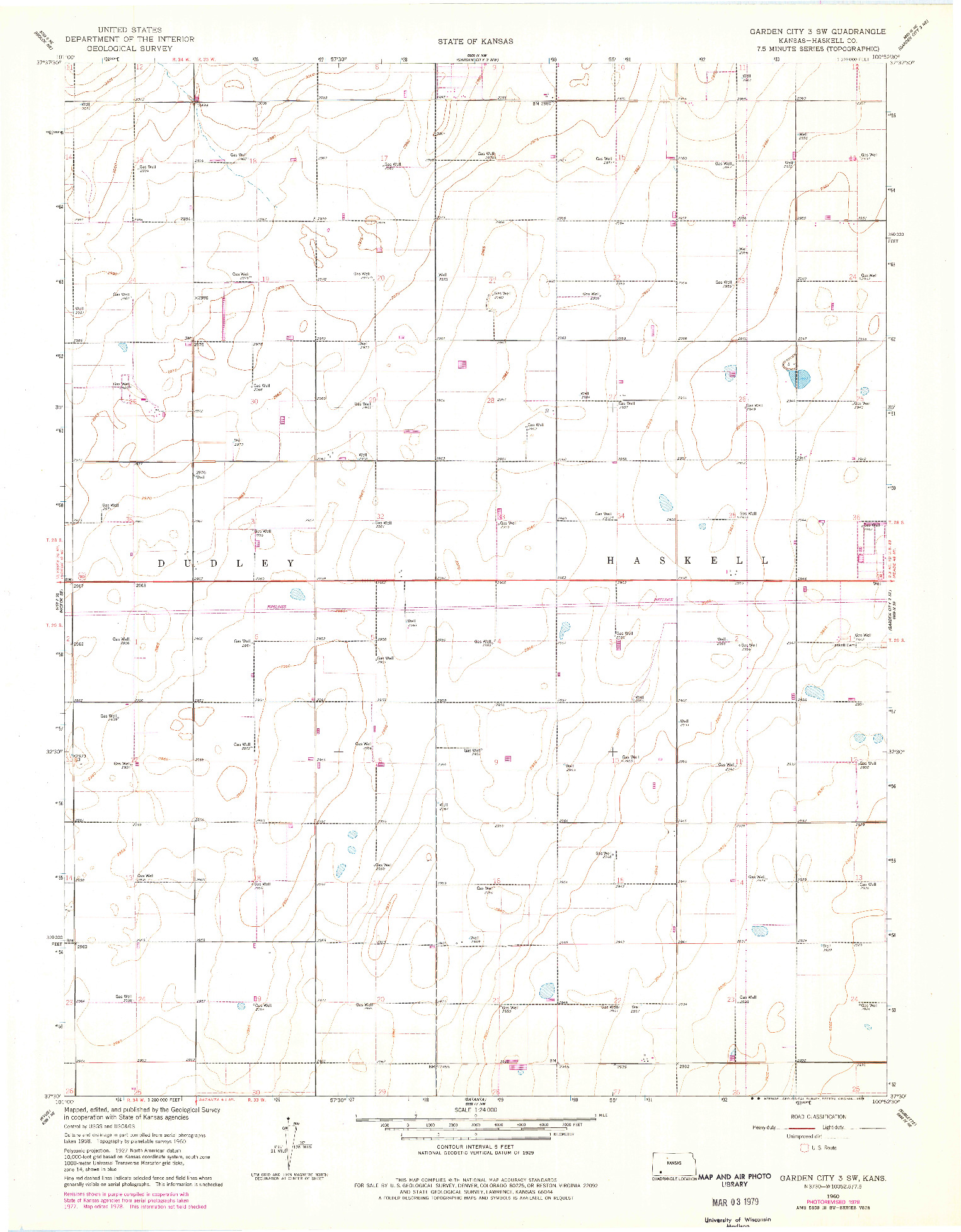 USGS 1:24000-SCALE QUADRANGLE FOR GARDEN CITY 3 SW, KS 1960