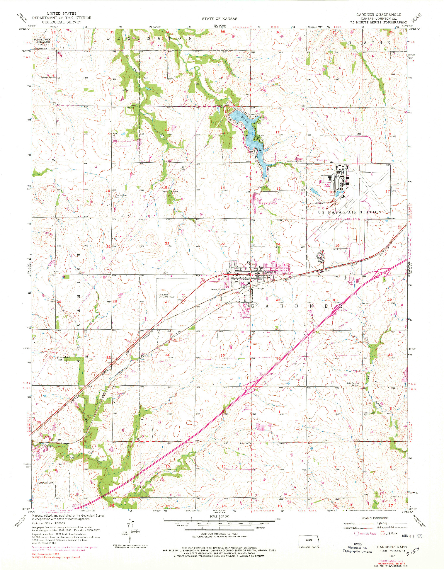 USGS 1:24000-SCALE QUADRANGLE FOR GARDNER, KS 1957