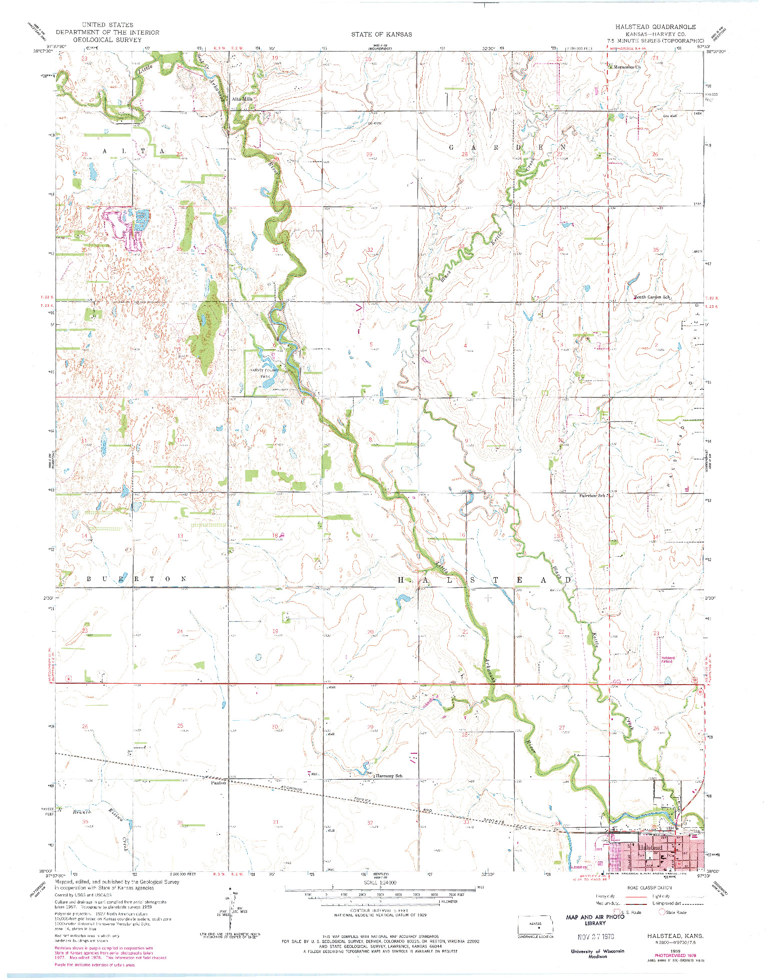 USGS 1:24000-SCALE QUADRANGLE FOR HALSTEAD, KS 1959