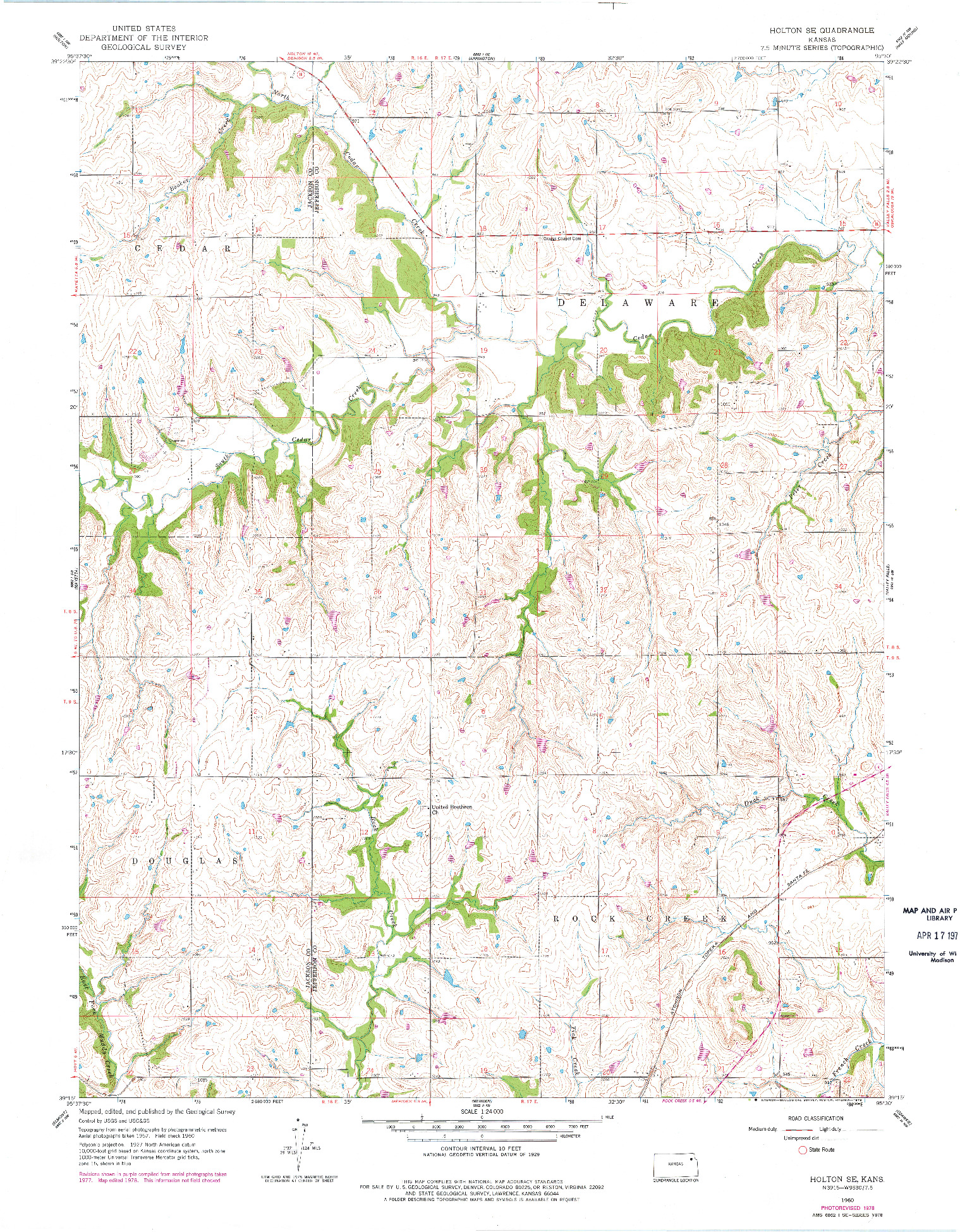 USGS 1:24000-SCALE QUADRANGLE FOR HOLTON SE, KS 1960