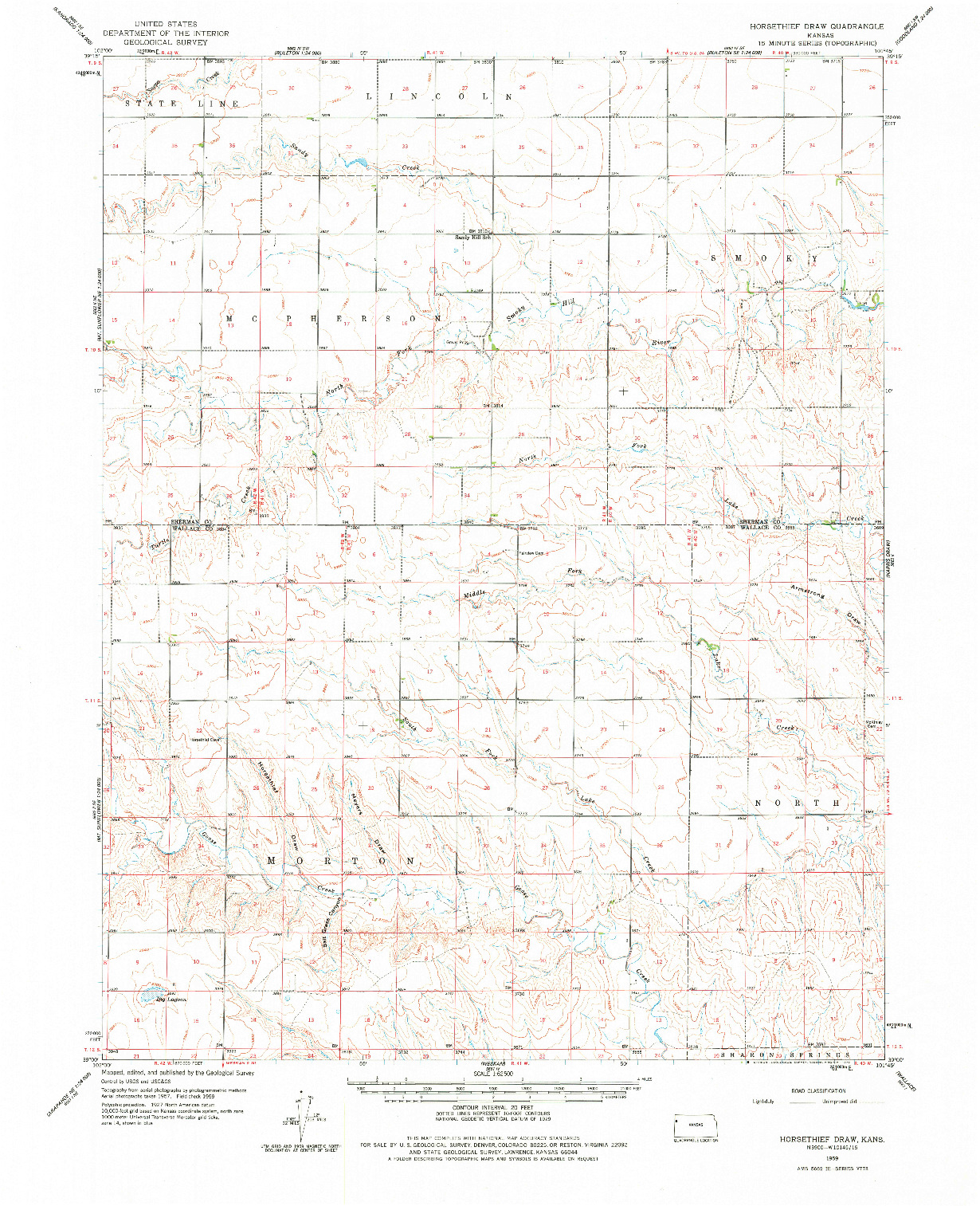 USGS 1:62500-SCALE QUADRANGLE FOR HORSETHIEF DRAW, KS 1959