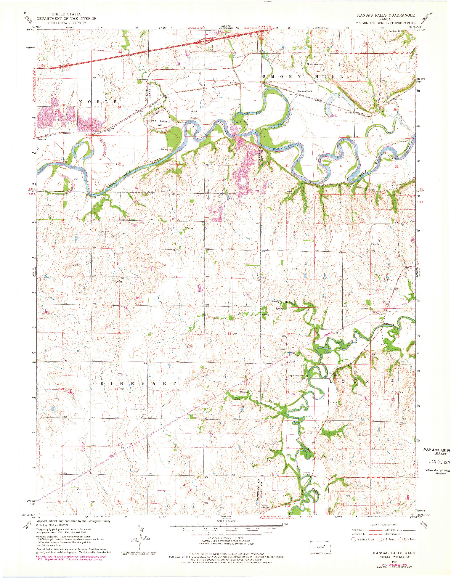 USGS 1:24000-SCALE QUADRANGLE FOR KANSAS FALLS, KS 1964