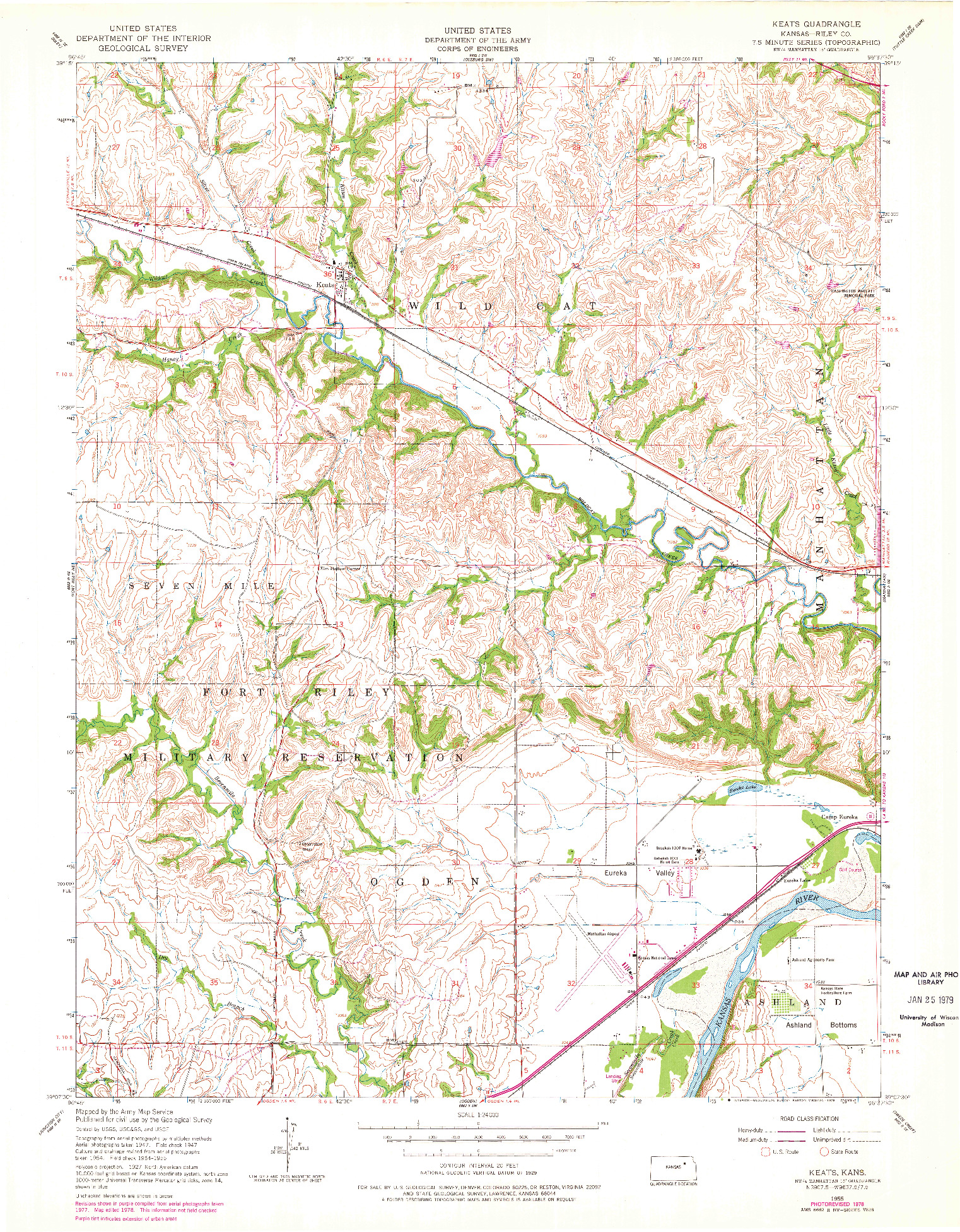 USGS 1:24000-SCALE QUADRANGLE FOR KEATS, KS 1955