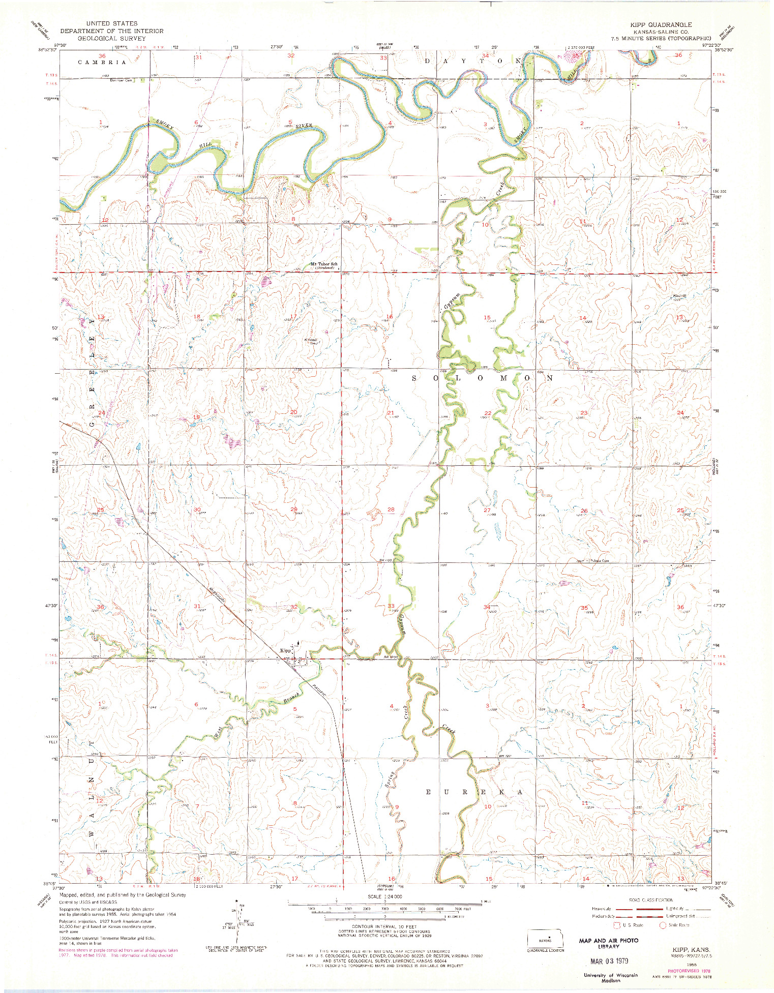 USGS 1:24000-SCALE QUADRANGLE FOR KIPP, KS 1955