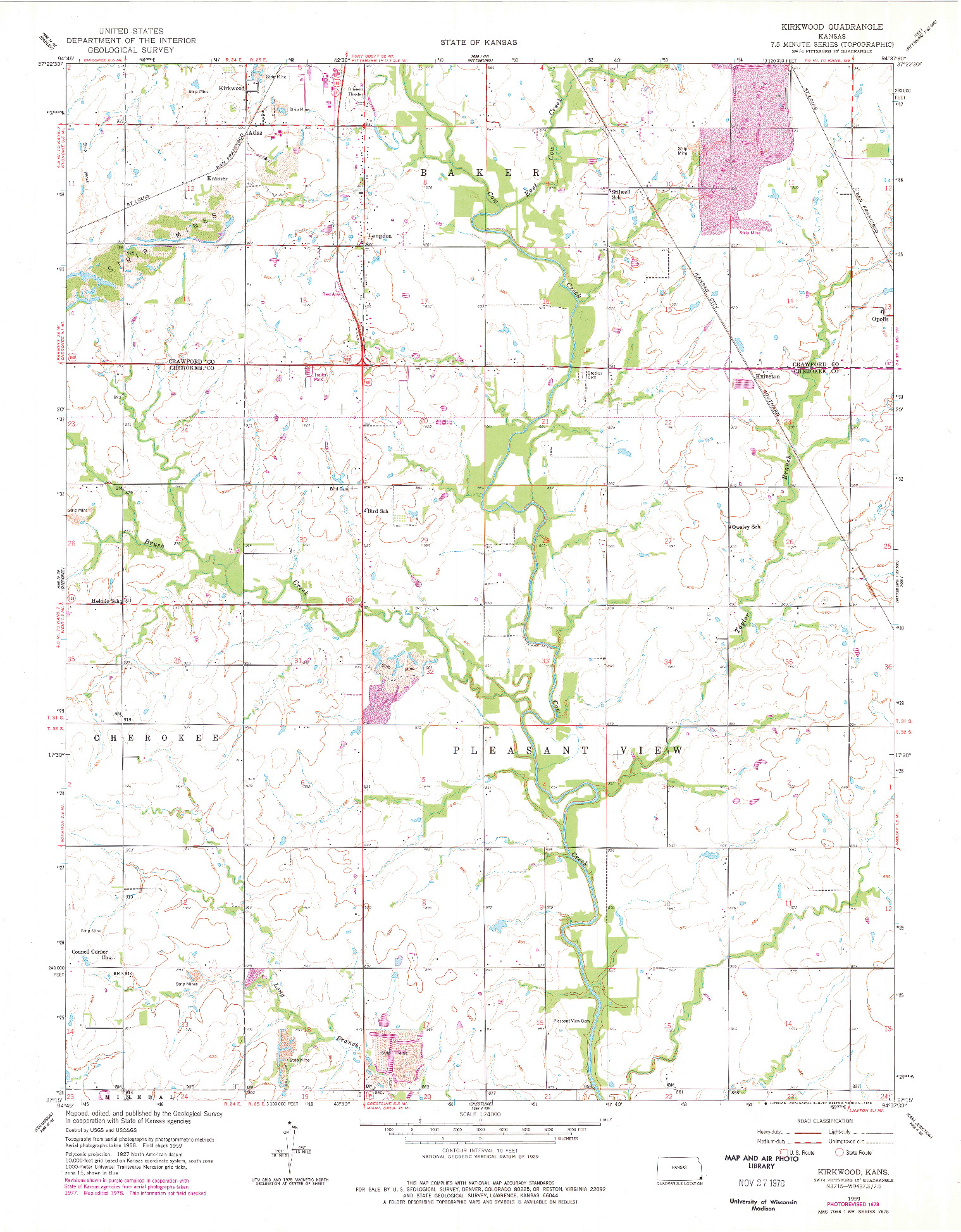 USGS 1:24000-SCALE QUADRANGLE FOR KIRKWOOD, KS 1959