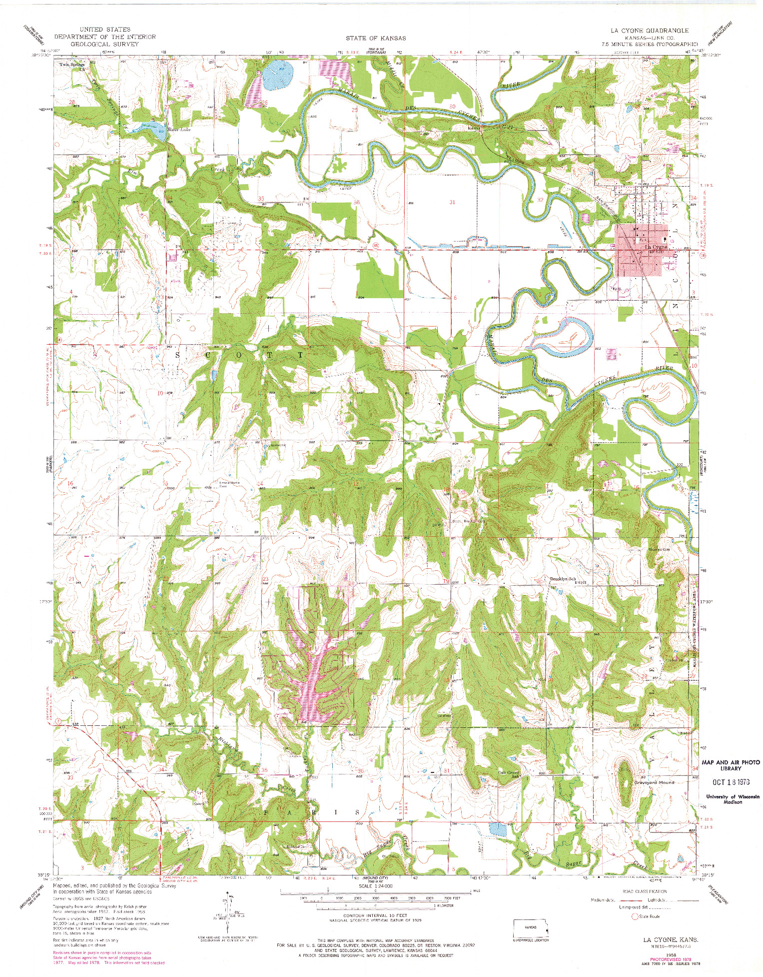 USGS 1:24000-SCALE QUADRANGLE FOR LA CYGNE, KS 1958