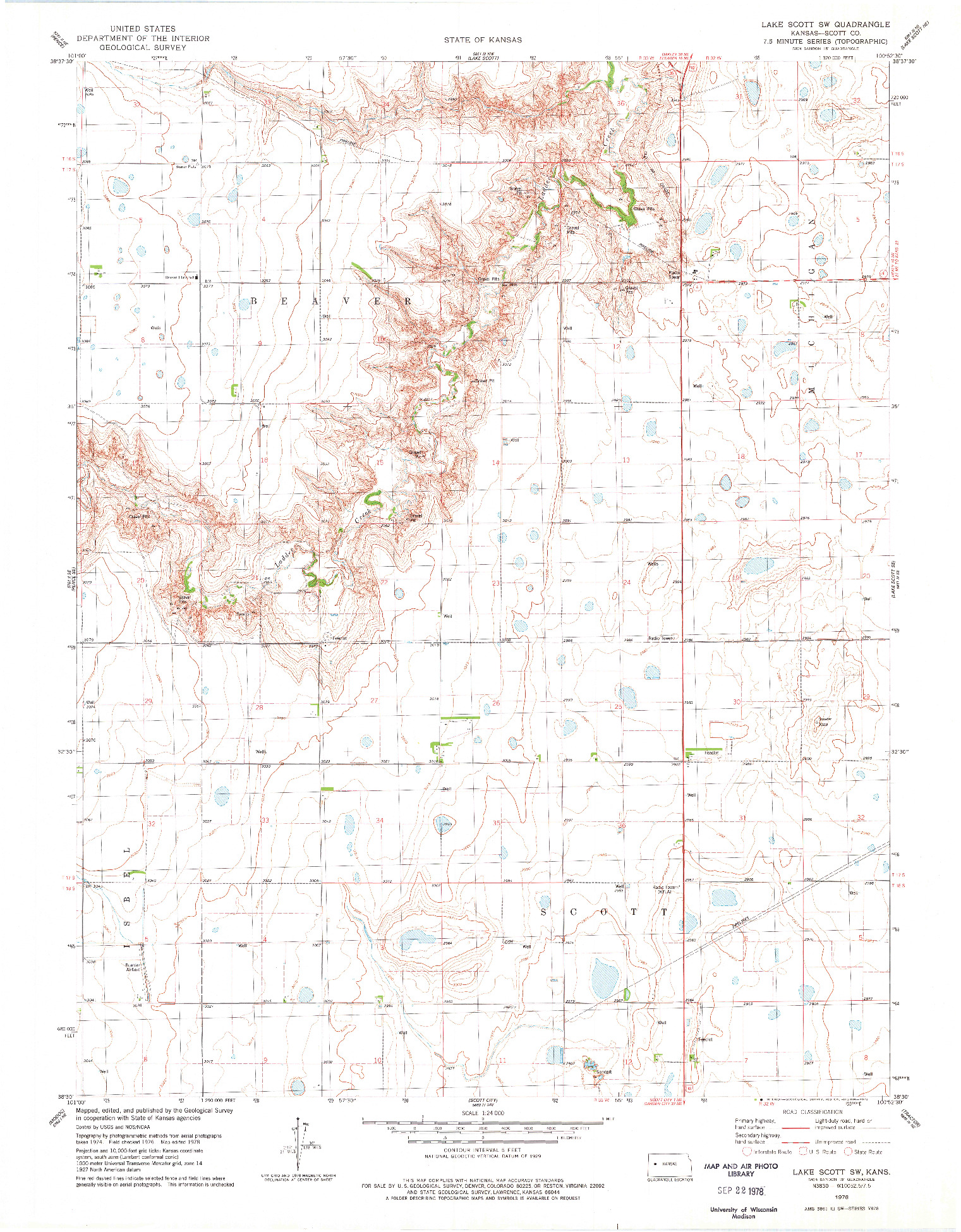 USGS 1:24000-SCALE QUADRANGLE FOR LAKE SCOTT SW, KS 1978