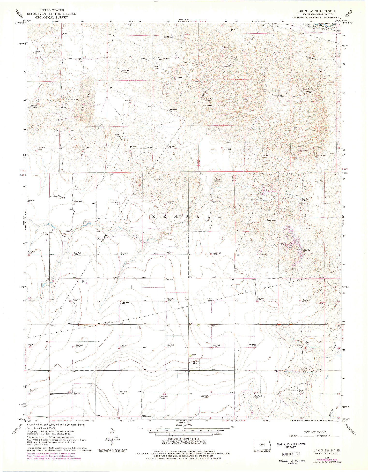 USGS 1:24000-SCALE QUADRANGLE FOR LAKIN SW, KS 1966