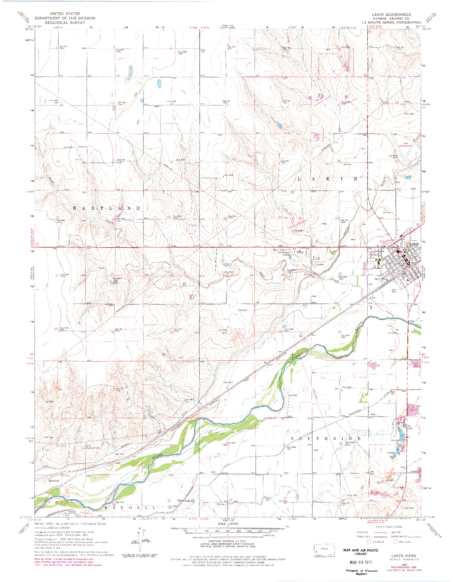 USGS 1:24000-SCALE QUADRANGLE FOR LAKIN, KS 1966