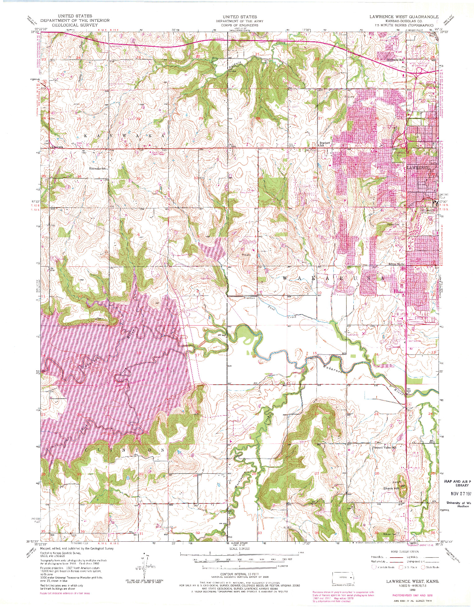 USGS 1:24000-SCALE QUADRANGLE FOR LAWRENCE WEST, KS 1950