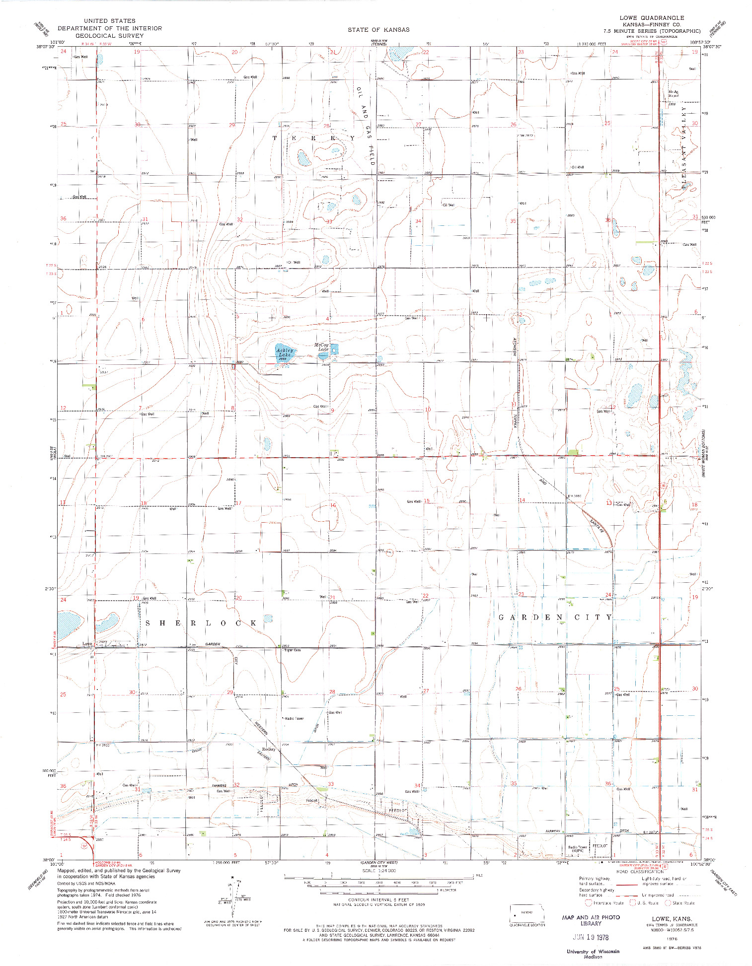 USGS 1:24000-SCALE QUADRANGLE FOR LOWE, KS 1976