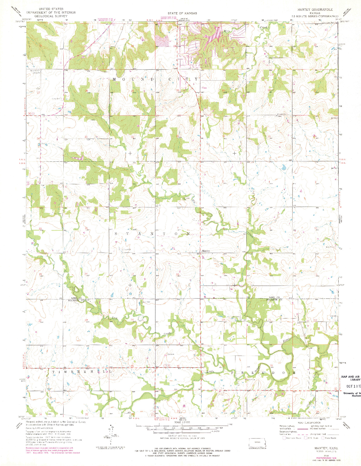 USGS 1:24000-SCALE QUADRANGLE FOR MANTEY, KS 1958