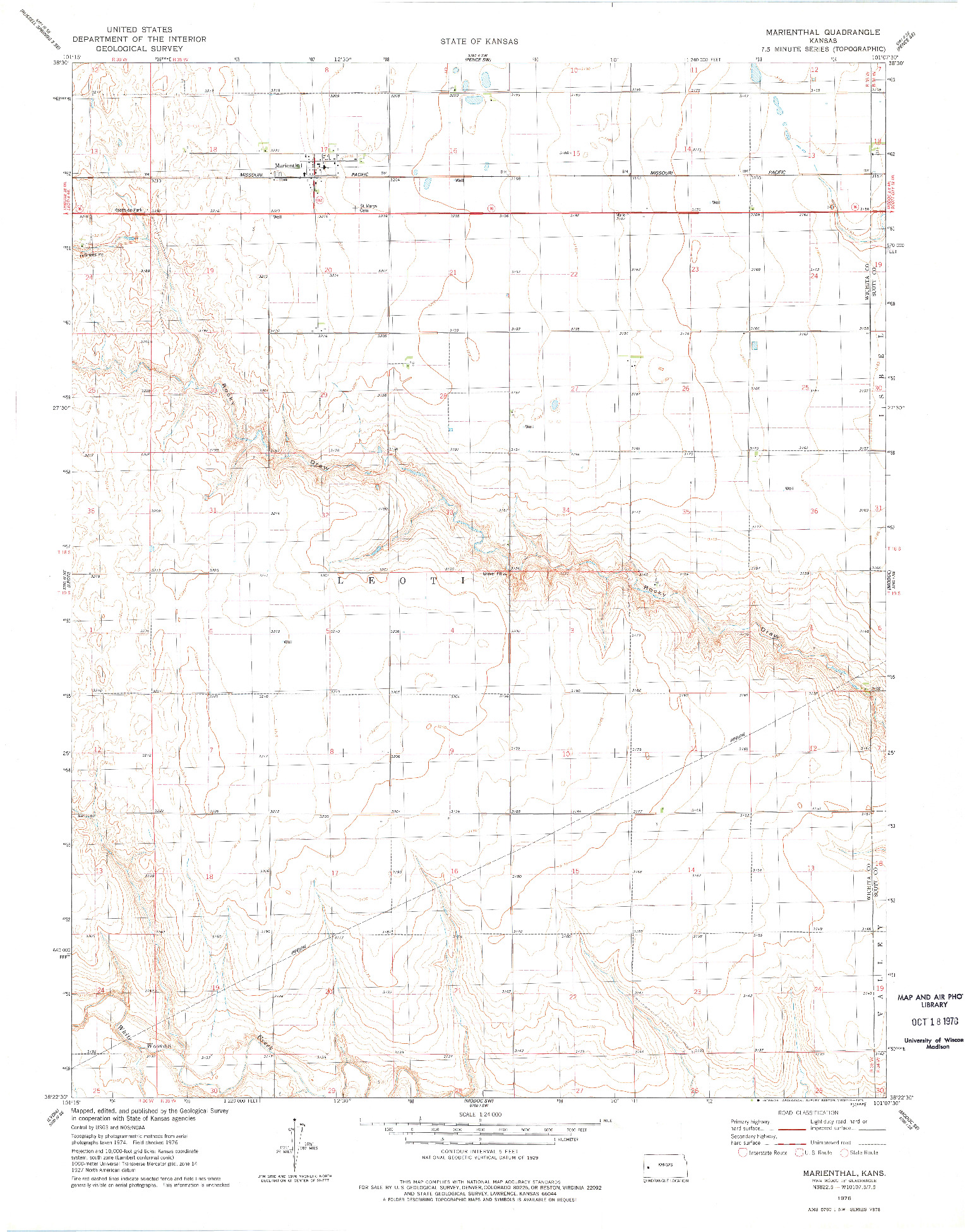 USGS 1:24000-SCALE QUADRANGLE FOR MARIENTHAL, KS 1976