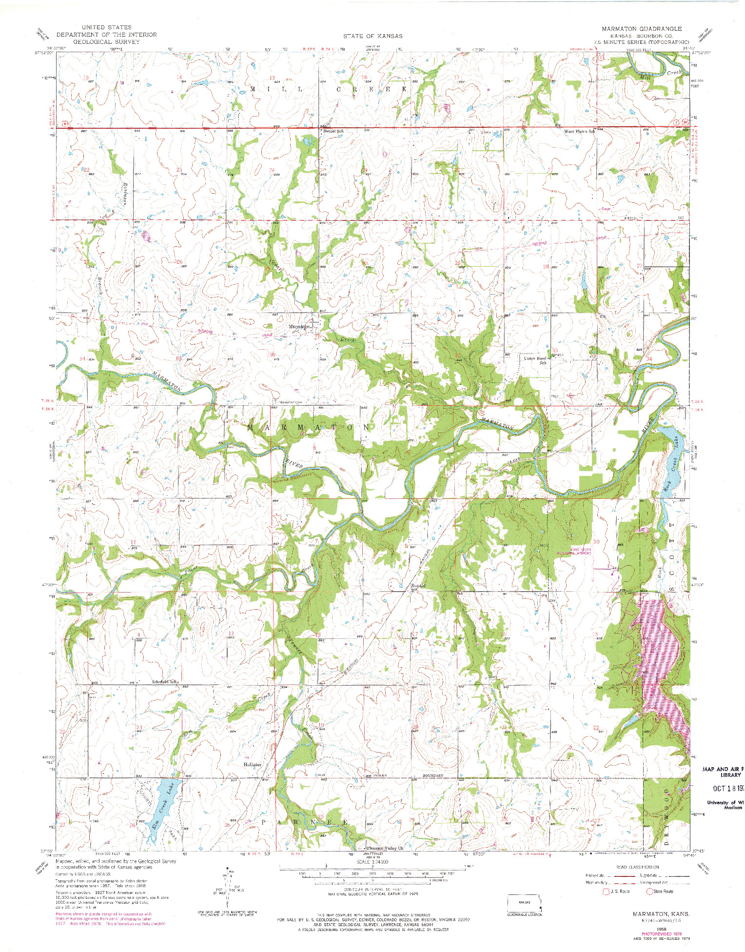 USGS 1:24000-SCALE QUADRANGLE FOR MARMATON, KS 1958