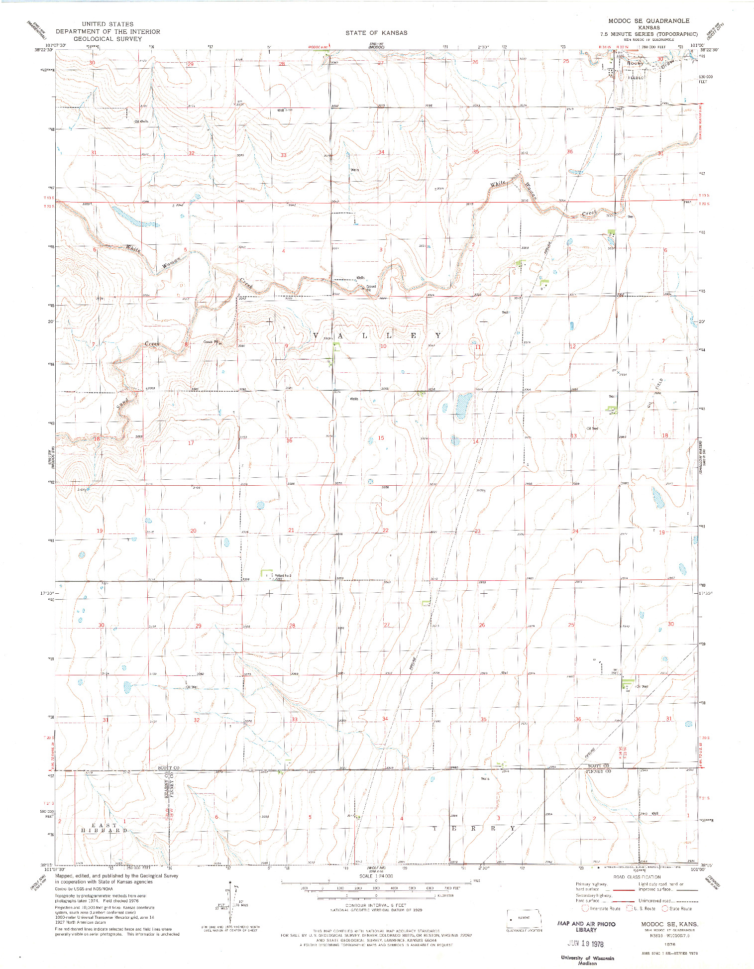 USGS 1:24000-SCALE QUADRANGLE FOR MODOC SE, KS 1976