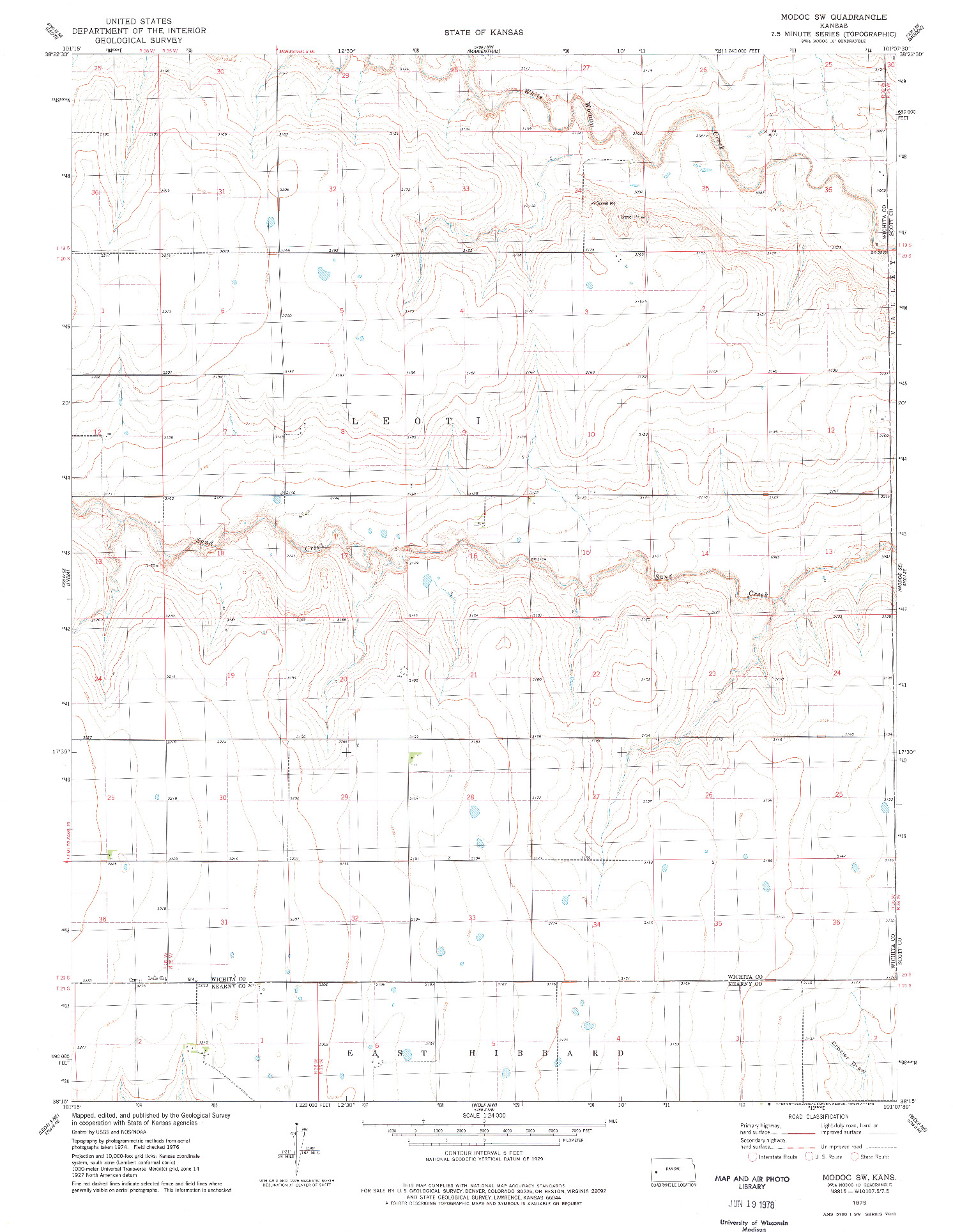 USGS 1:24000-SCALE QUADRANGLE FOR MODOC SW, KS 1976