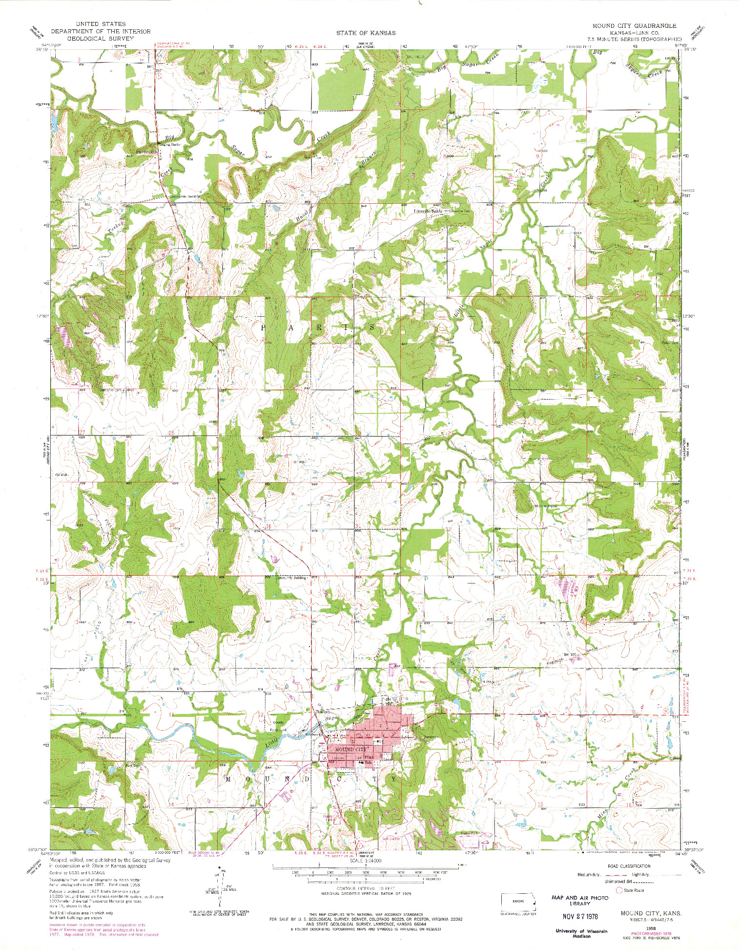 USGS 1:24000-SCALE QUADRANGLE FOR MOUND CITY, KS 1958