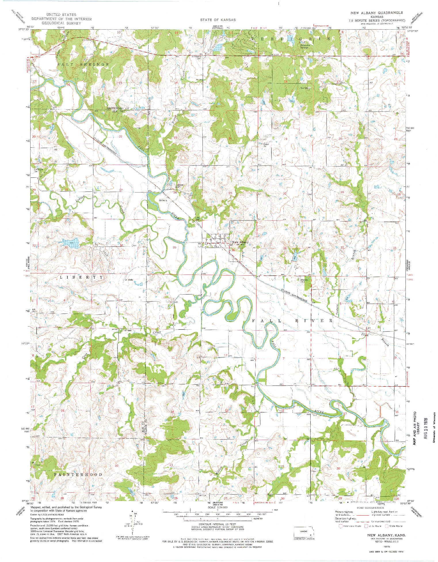 USGS 1:24000-SCALE QUADRANGLE FOR NEW ALBANY, KS 1975