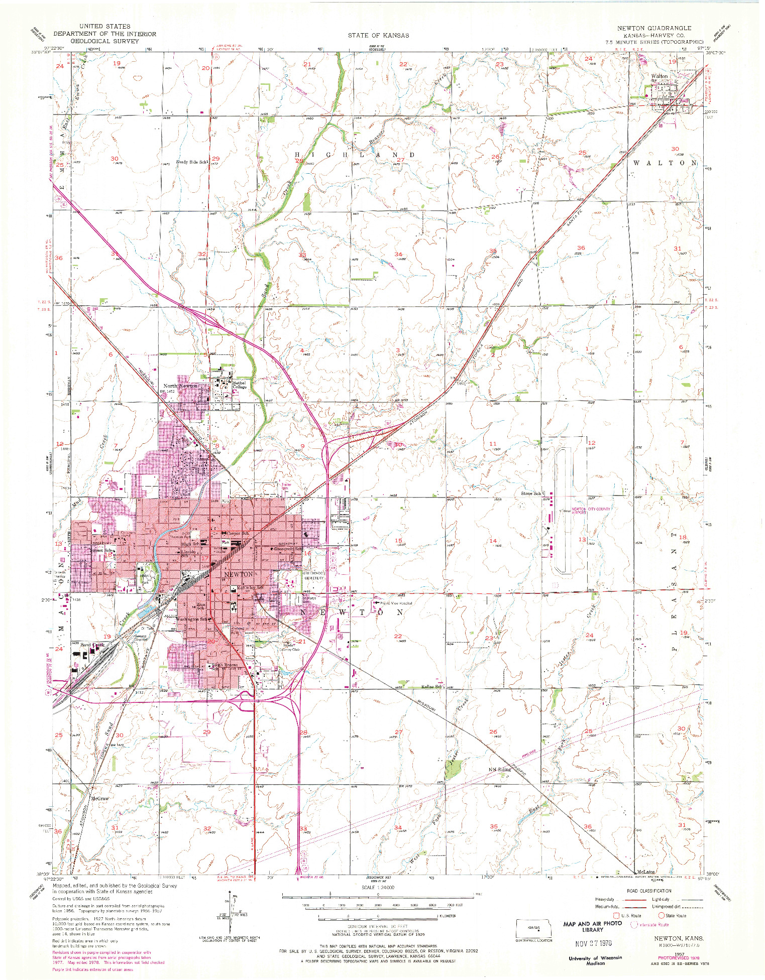 USGS 1:24000-SCALE QUADRANGLE FOR NEWTON, KS 1957