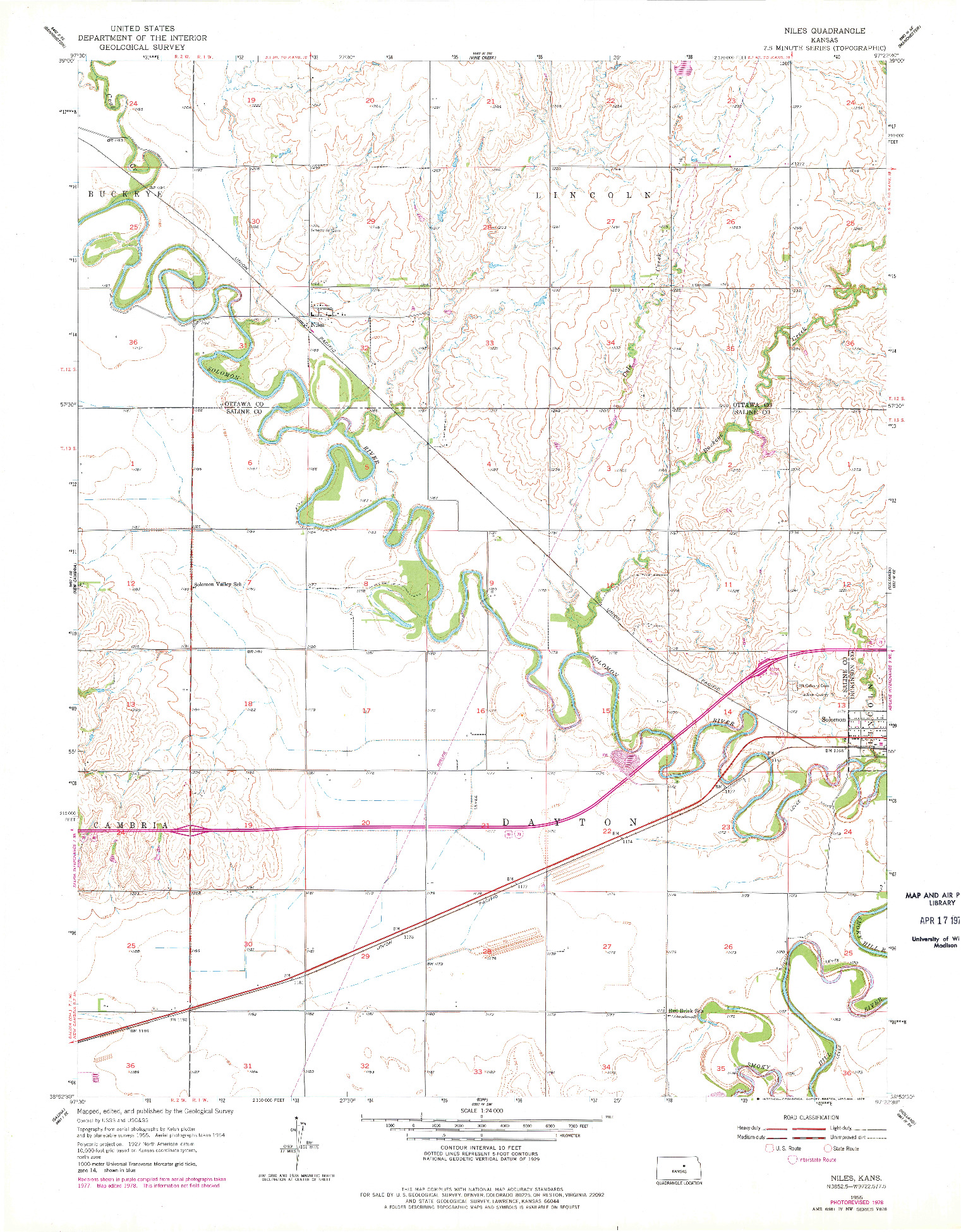 USGS 1:24000-SCALE QUADRANGLE FOR NILES, KS 1955