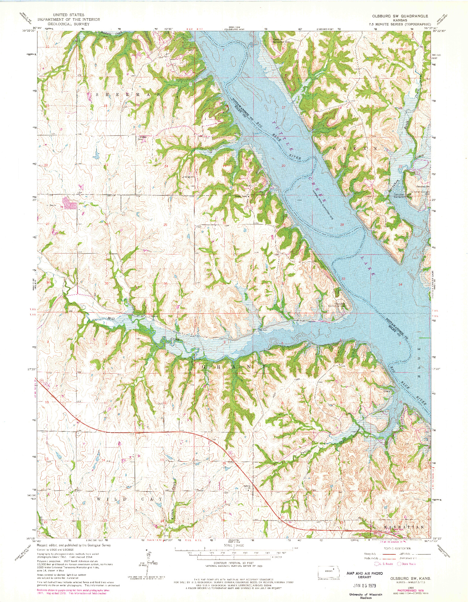 USGS 1:24000-SCALE QUADRANGLE FOR OLSBURG SW, KS 1964