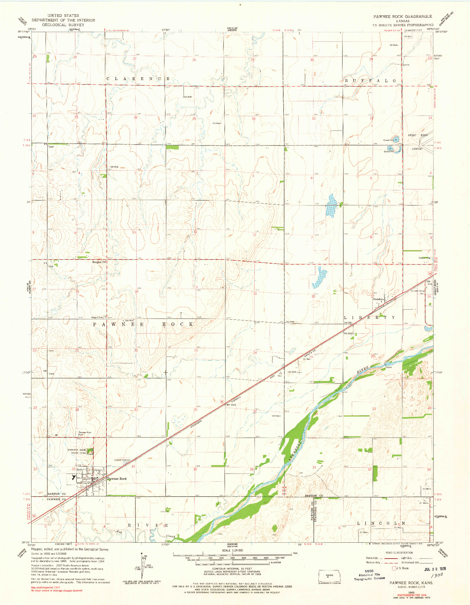 USGS 1:24000-SCALE QUADRANGLE FOR PAWNEE ROCK, KS 1960