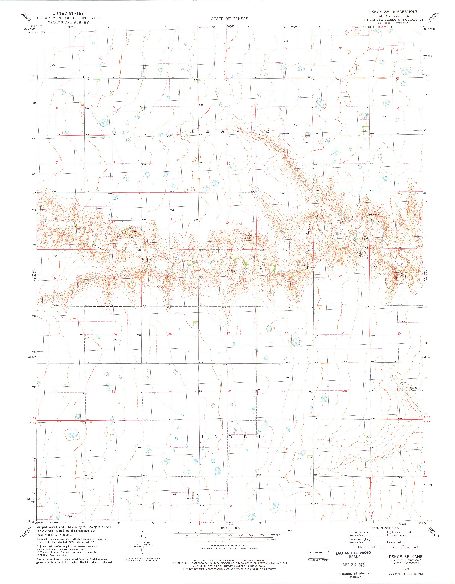 USGS 1:24000-SCALE QUADRANGLE FOR PENCE SE, KS 1978
