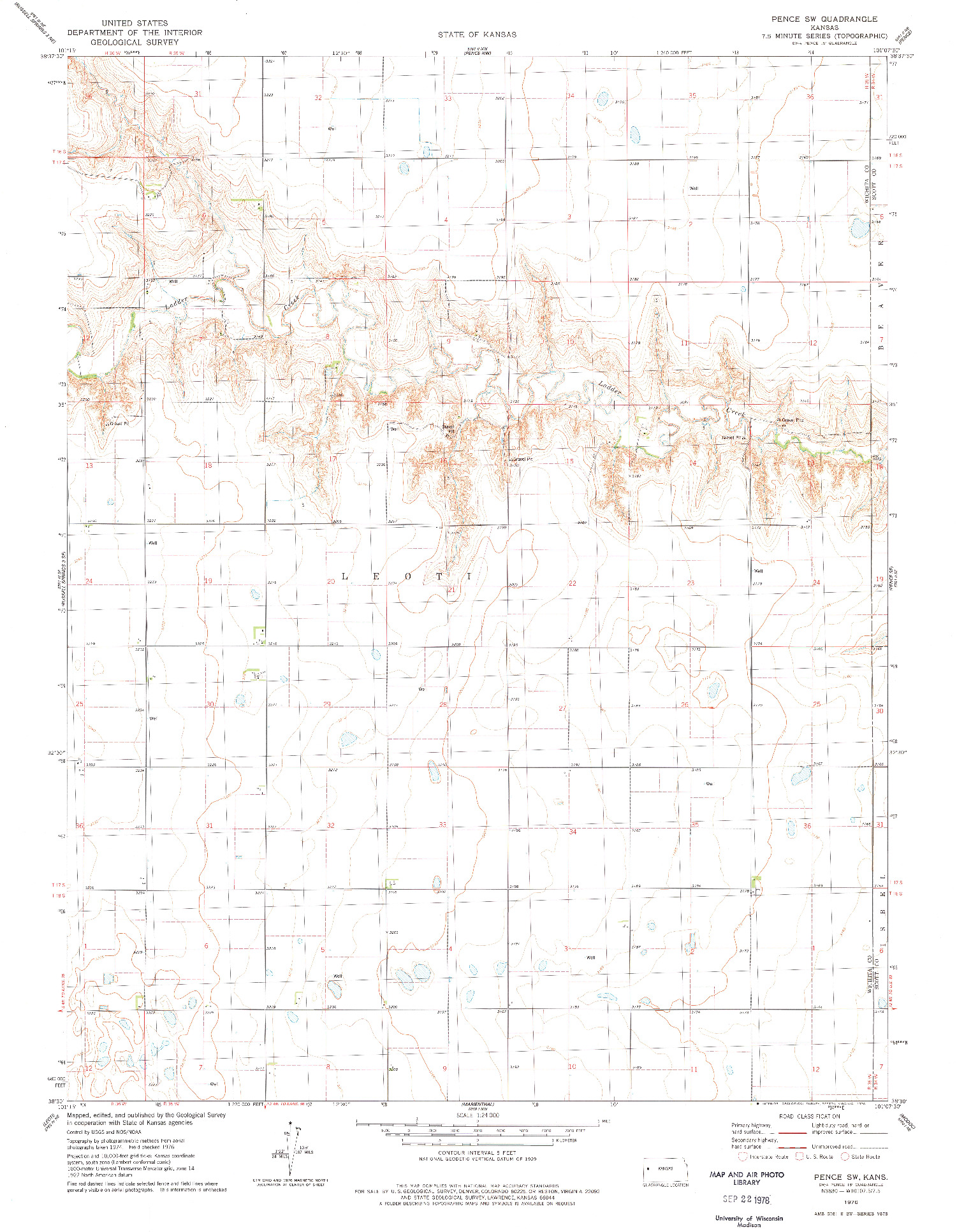 USGS 1:24000-SCALE QUADRANGLE FOR PENCE SW, KS 1976