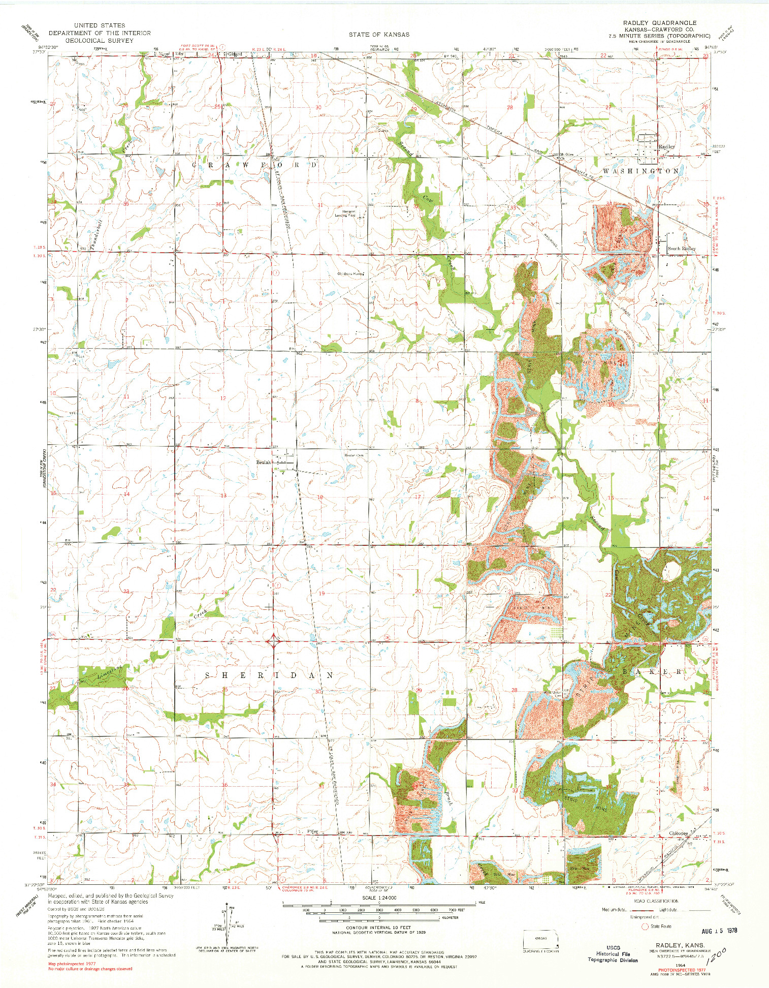 USGS 1:24000-SCALE QUADRANGLE FOR RADLEY, KS 1964