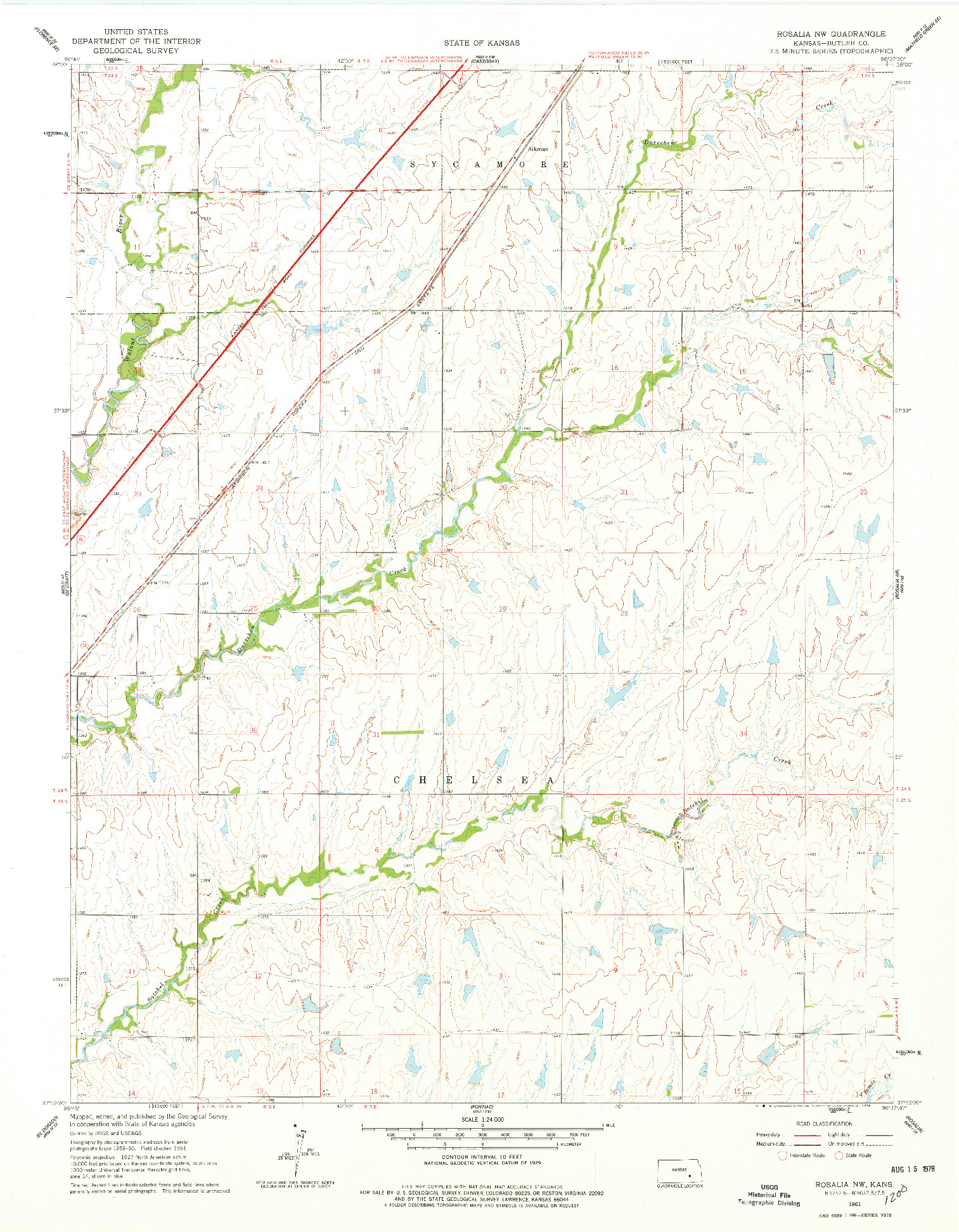 USGS 1:24000-SCALE QUADRANGLE FOR ROSALIA NW, KS 1961