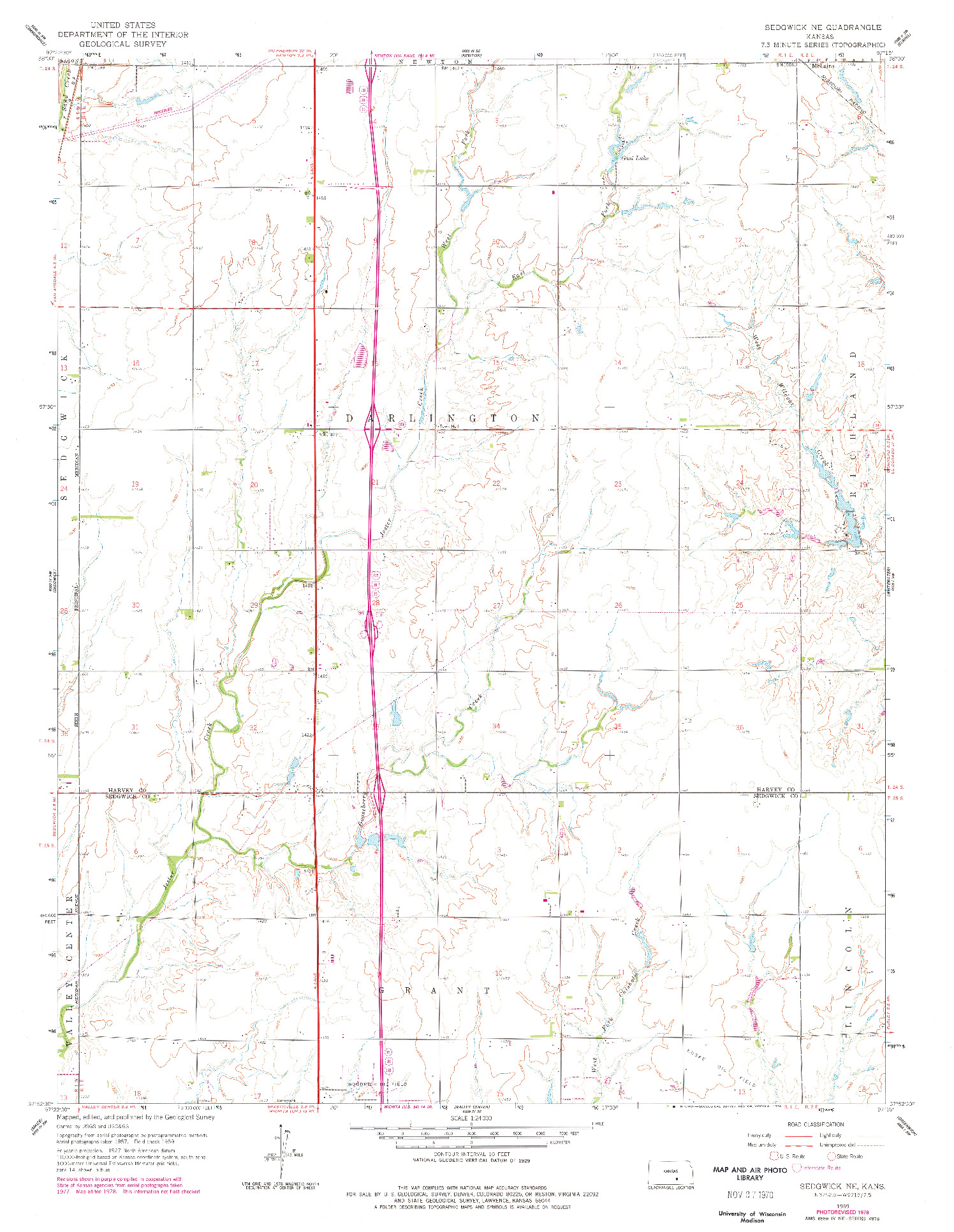 USGS 1:24000-SCALE QUADRANGLE FOR SEDGWICK NE, KS 1959
