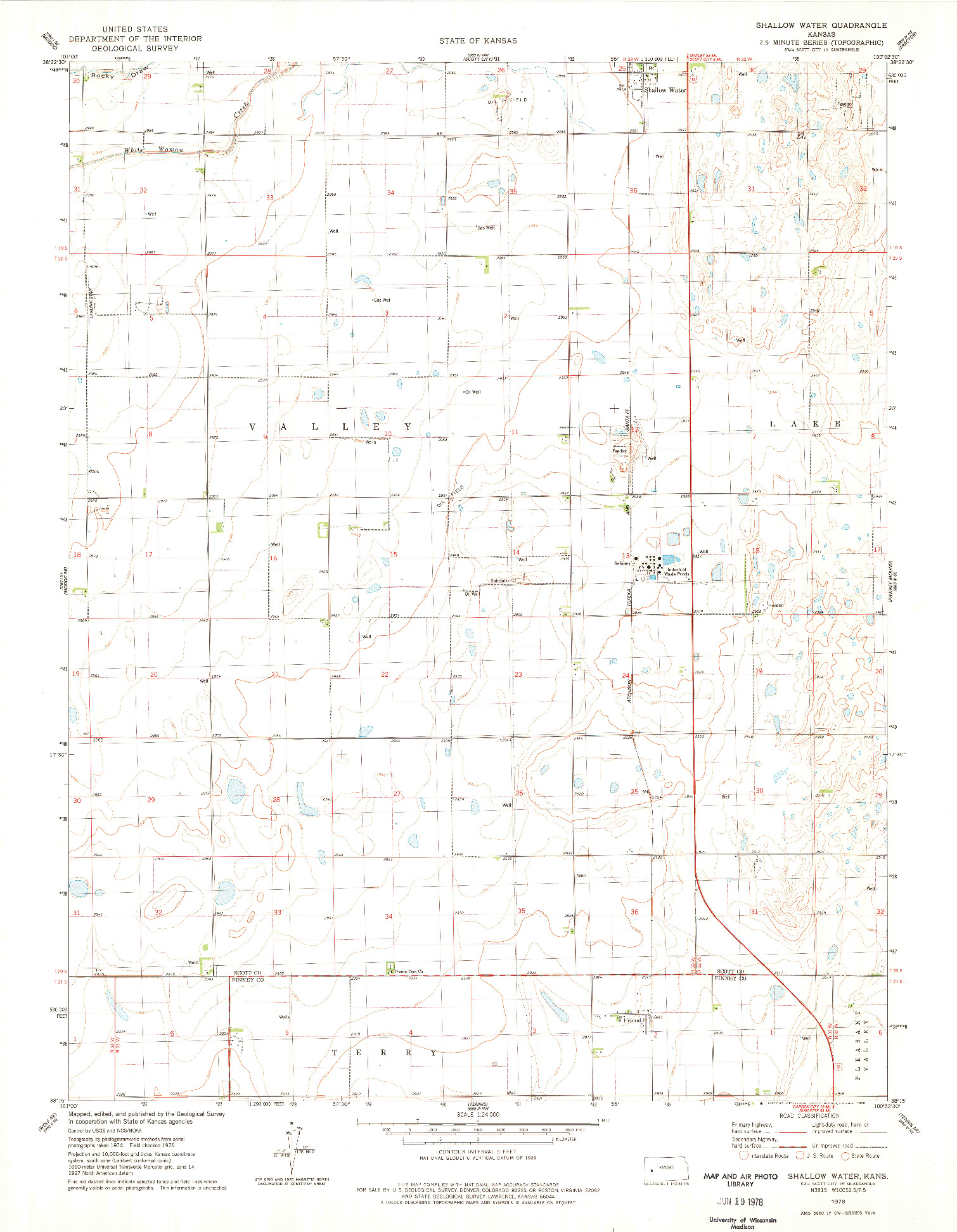 USGS 1:24000-SCALE QUADRANGLE FOR SHALLOW WATER, KS 1976