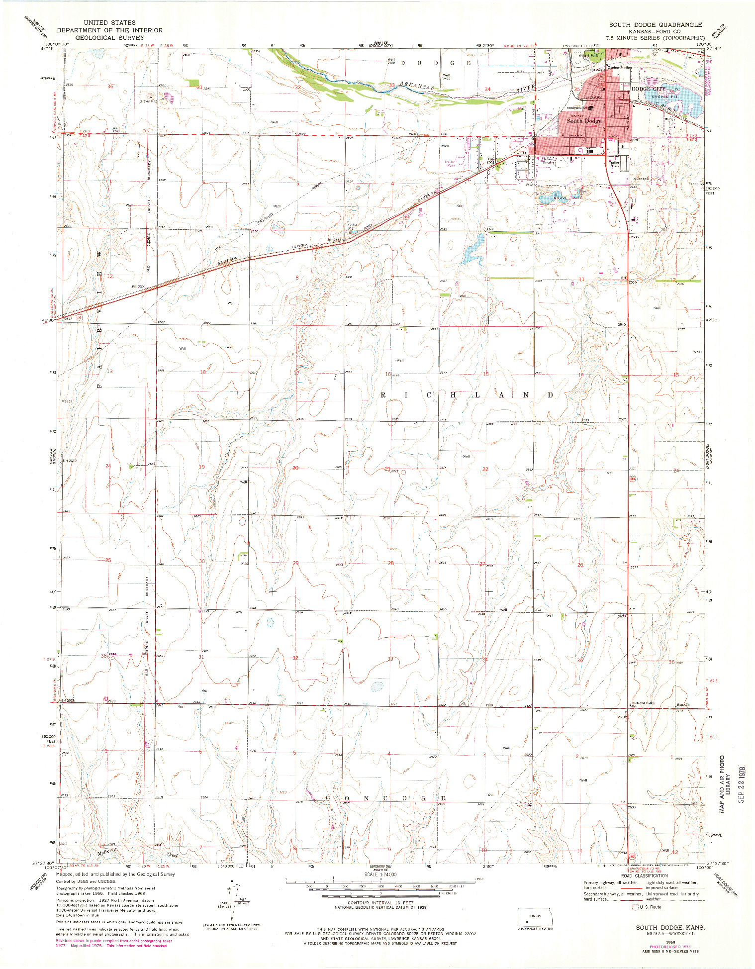 USGS 1:24000-SCALE QUADRANGLE FOR SOUTH DODGE, KS 1969