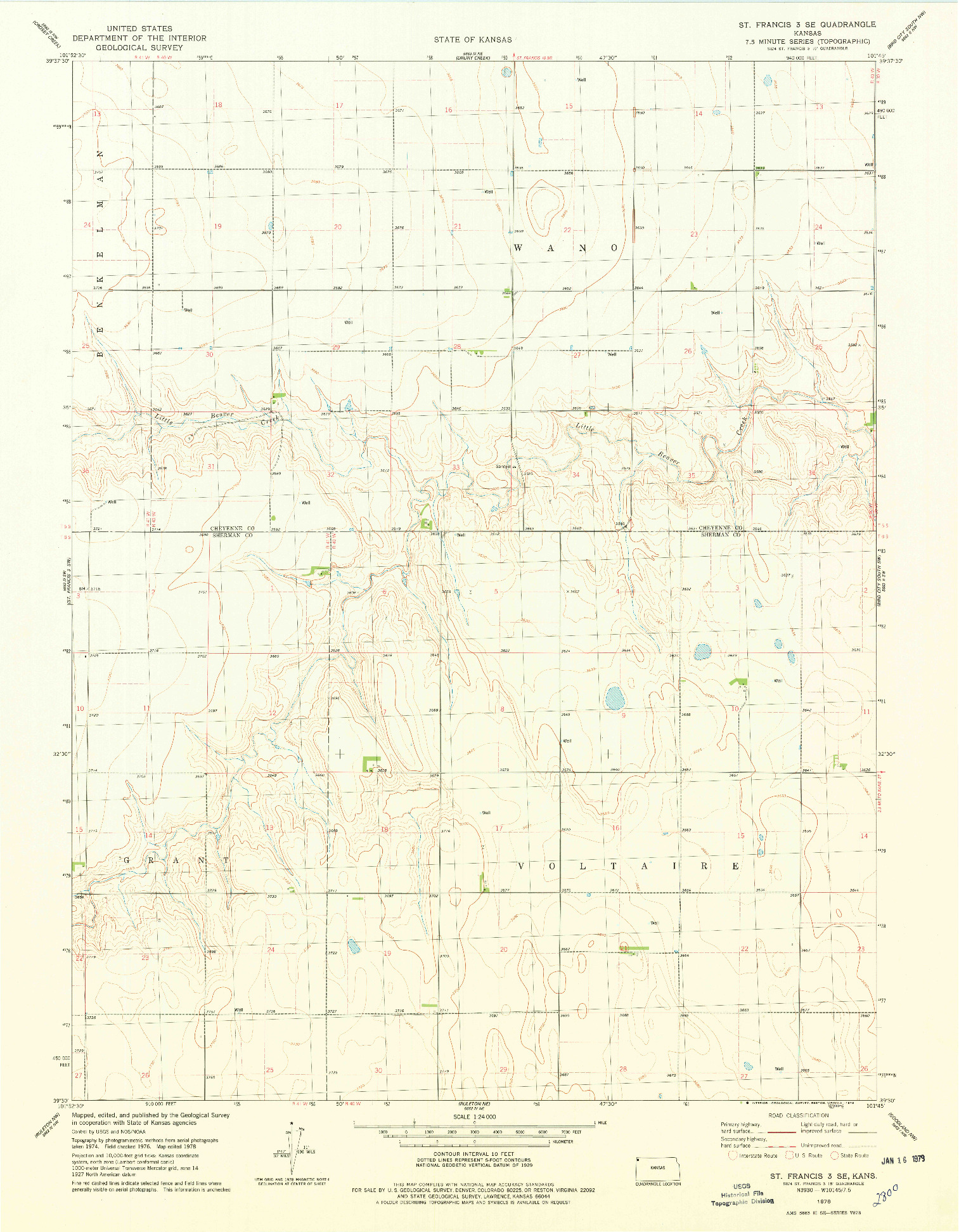 USGS 1:24000-SCALE QUADRANGLE FOR ST. FRANCIS 3 SE, KS 1978