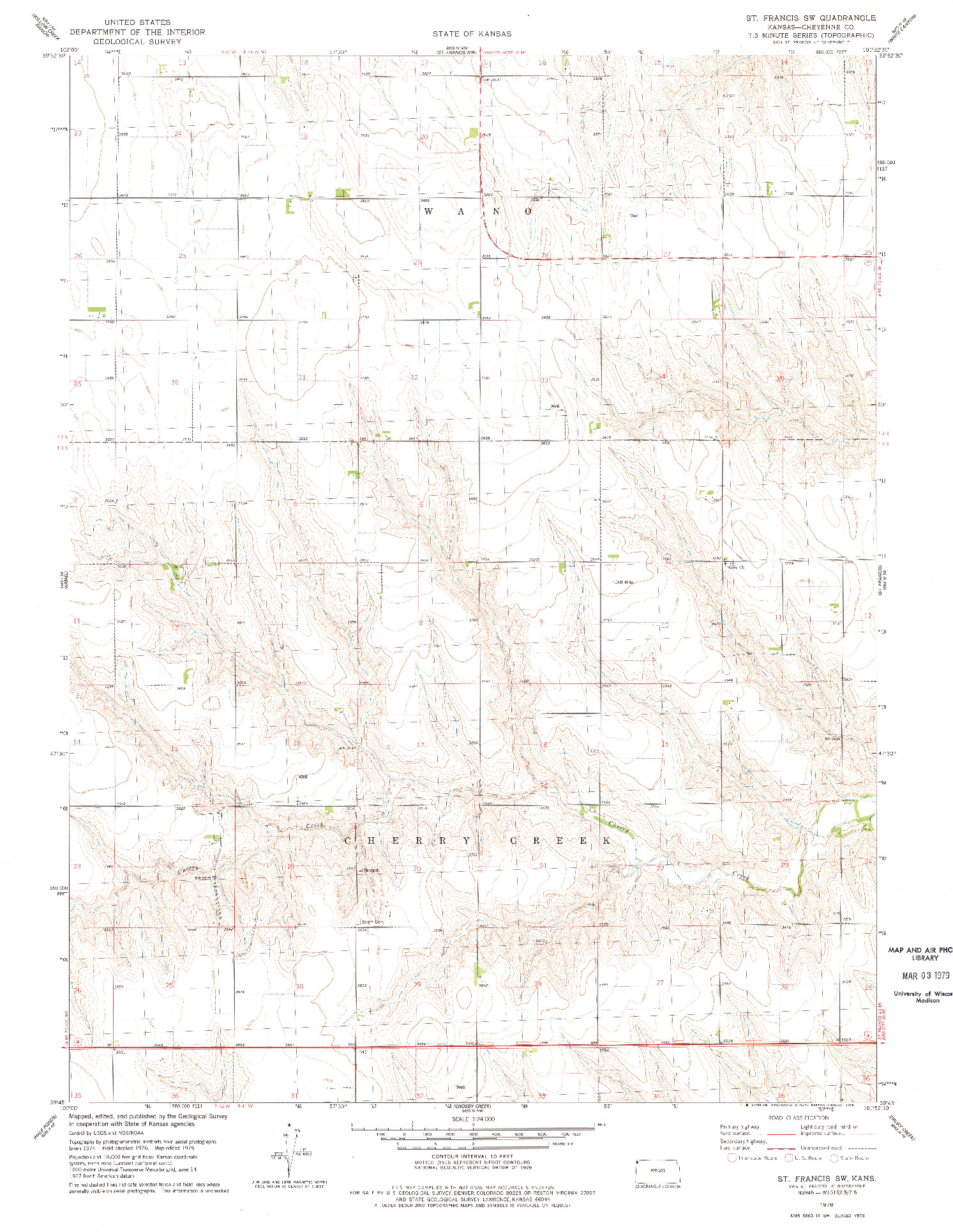 USGS 1:24000-SCALE QUADRANGLE FOR ST FRANCIS SW, KS 1978
