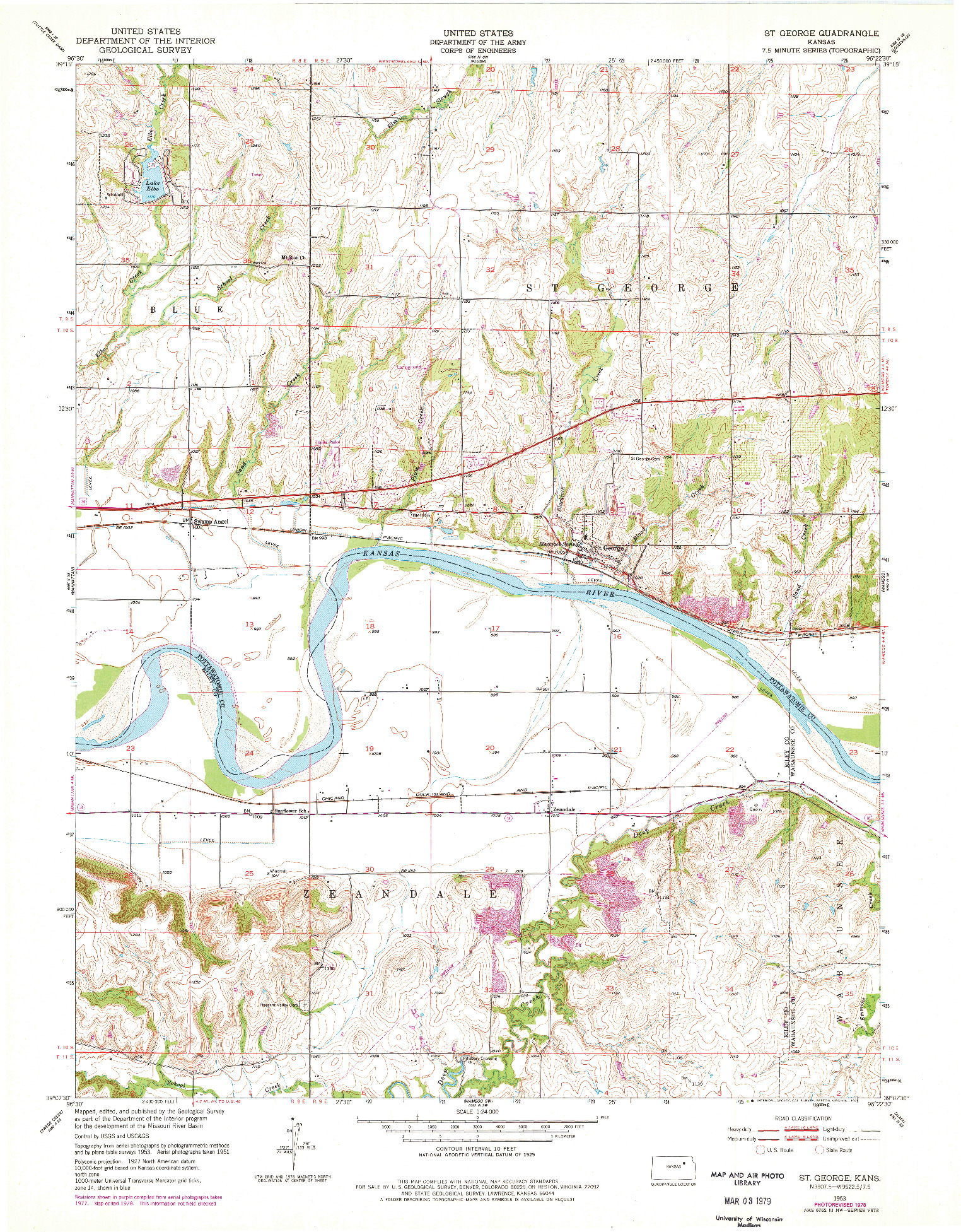 USGS 1:24000-SCALE QUADRANGLE FOR ST GEORGE, KS 1953