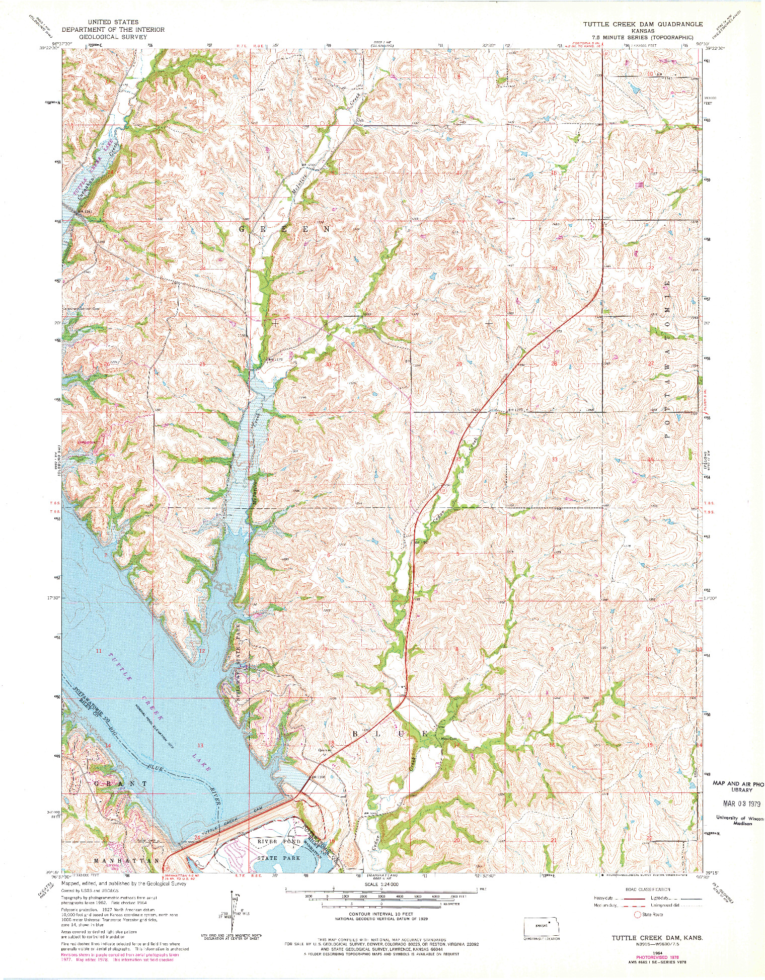 USGS 1:24000-SCALE QUADRANGLE FOR TUTTLE CREEK DAM, KS 1964